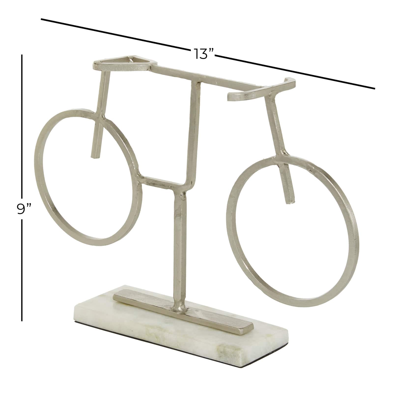13" Silver Metal Contemporary Bicycle Sculpture