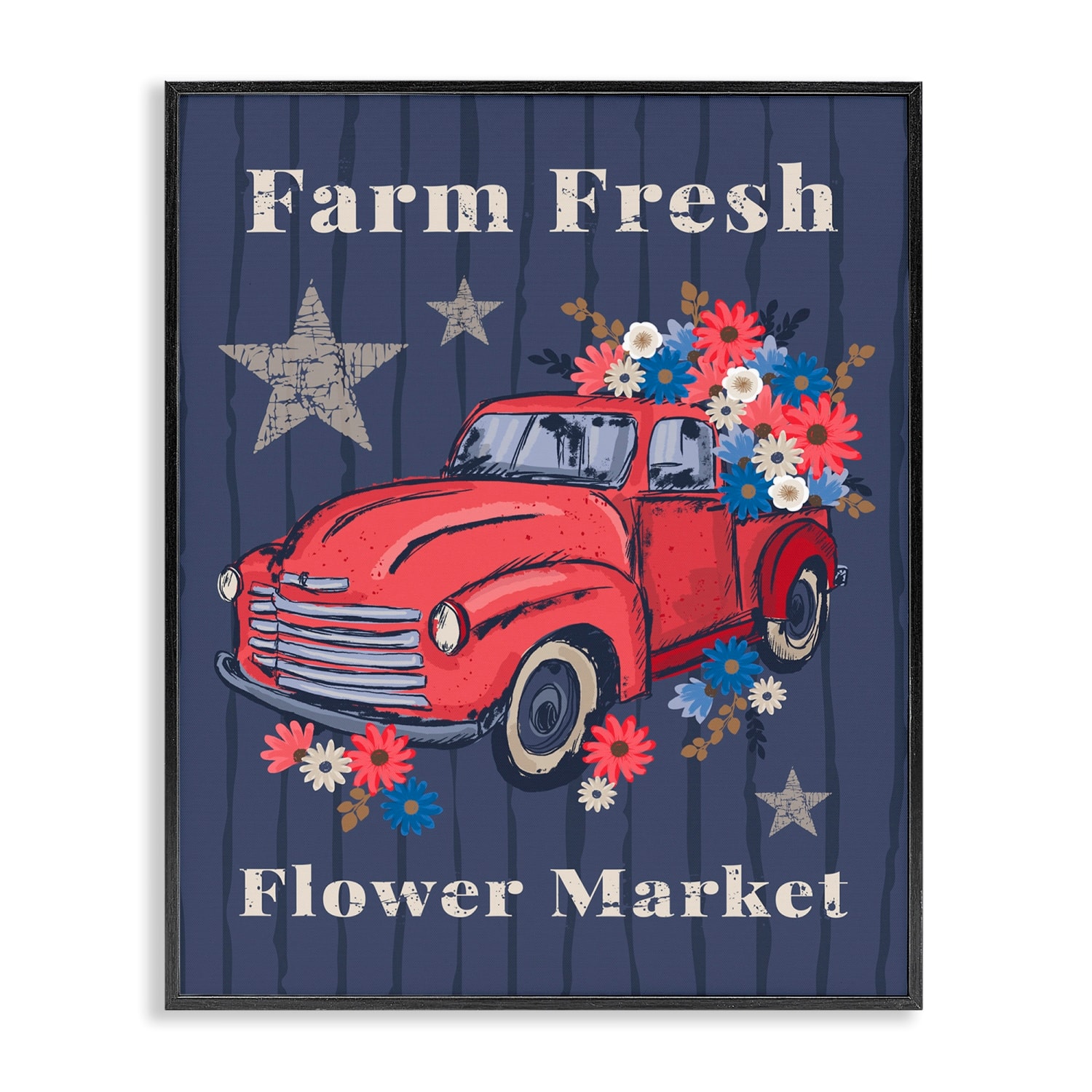 Stupell Industries Farm Fresh Patriotic Market Framed Giclee Art