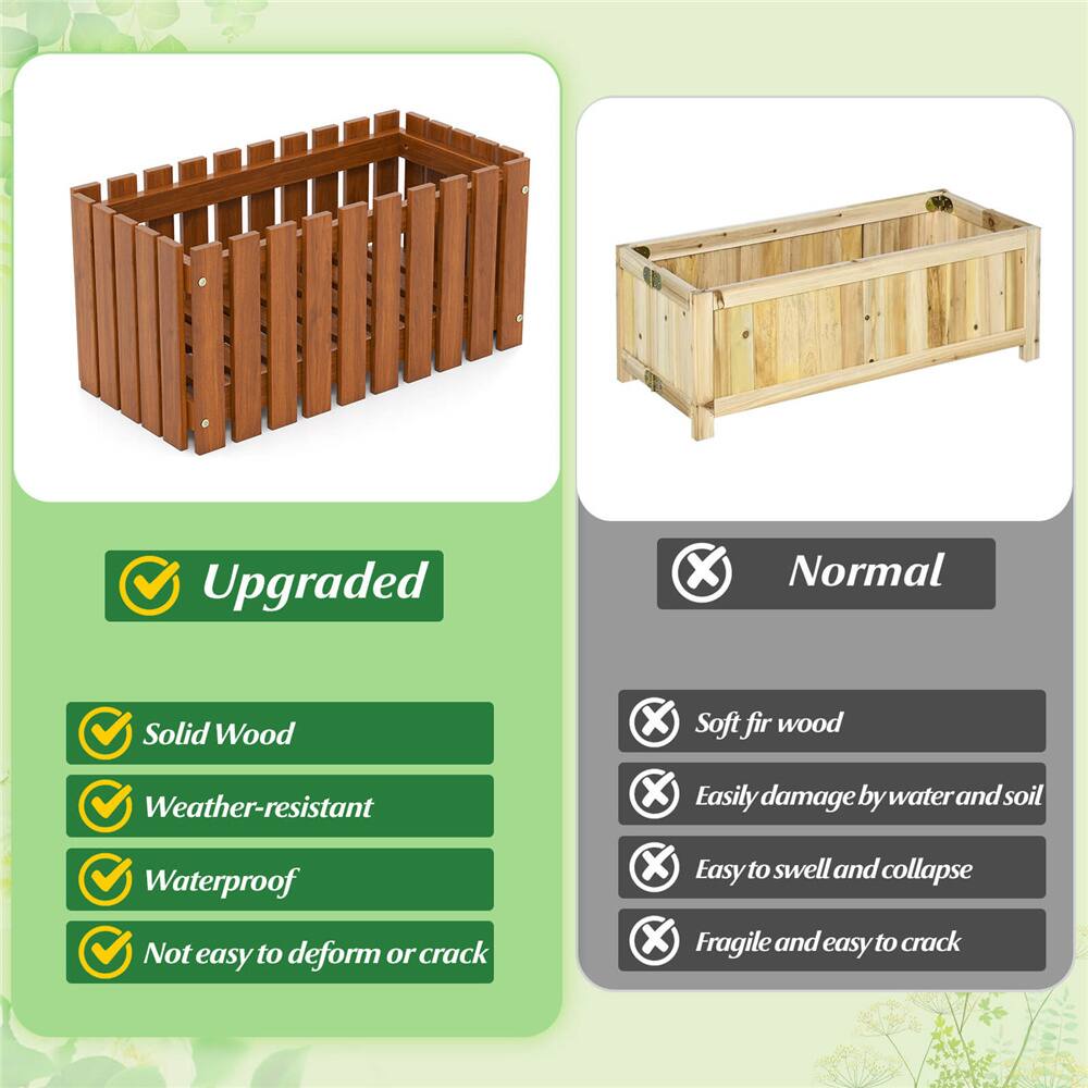 Costway 25" x 12" Solid Wood Slat Style Outdoor Flower Planter Box, 2ct.