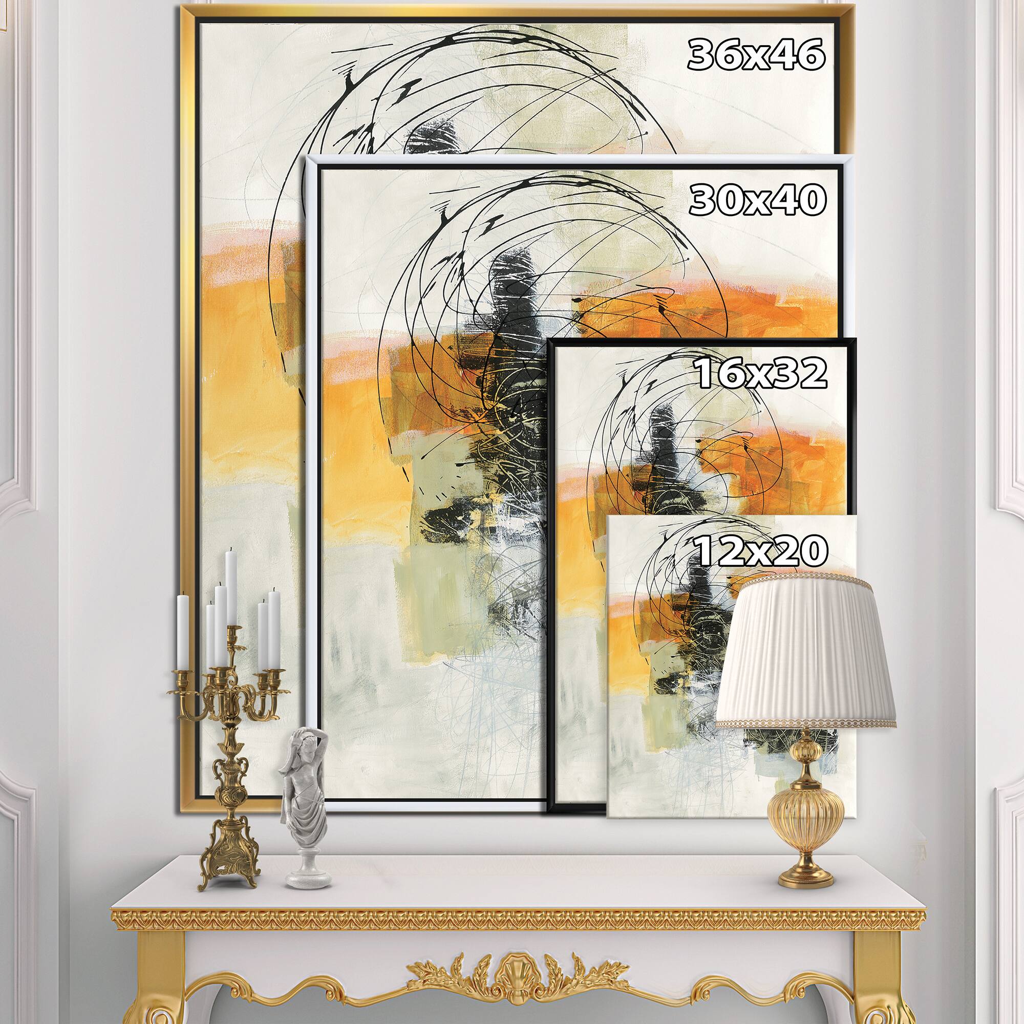 Designart - Abstract Composition of Glamorous Yellow and Black
