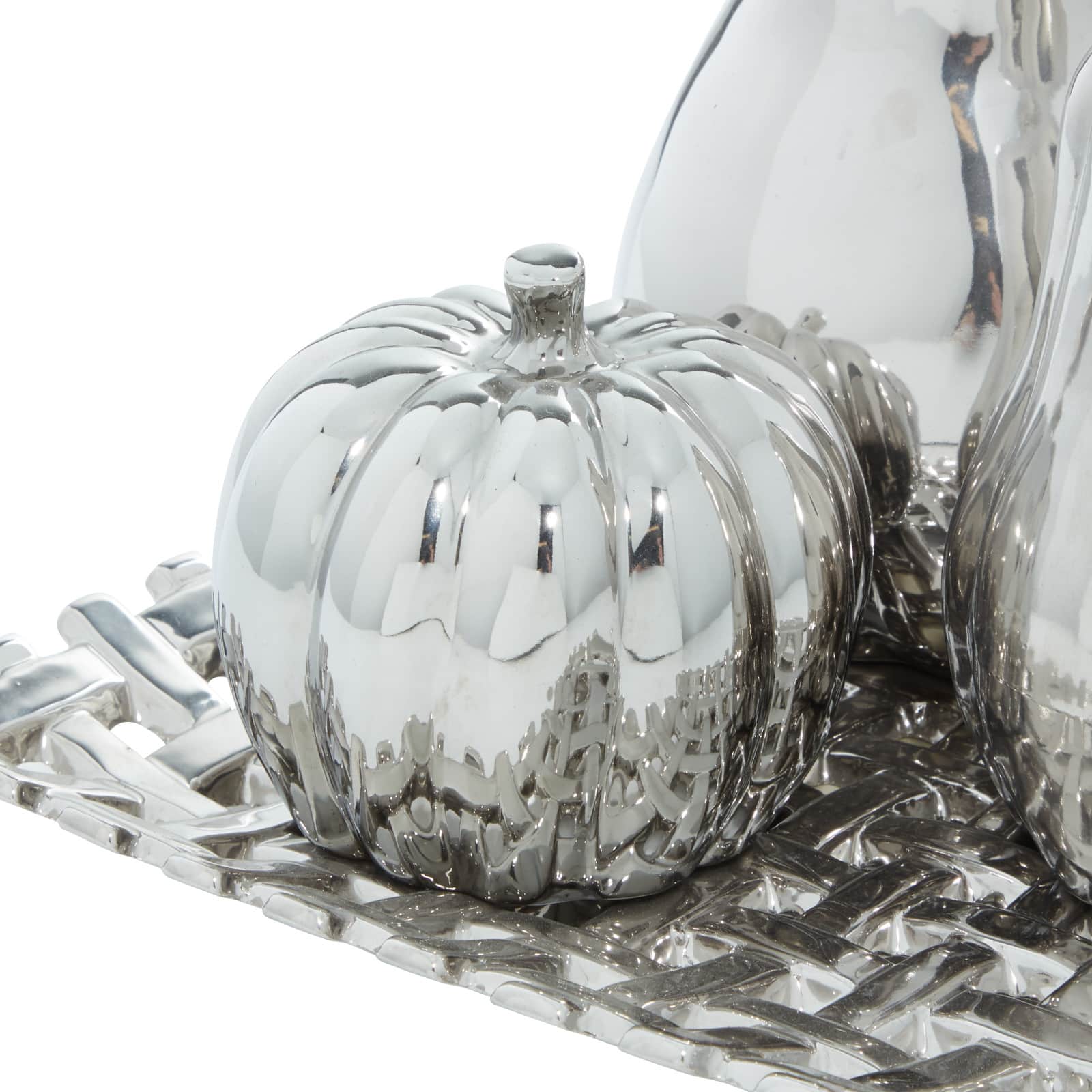 Silver Ceramic Glam Fruit Sculpture Set