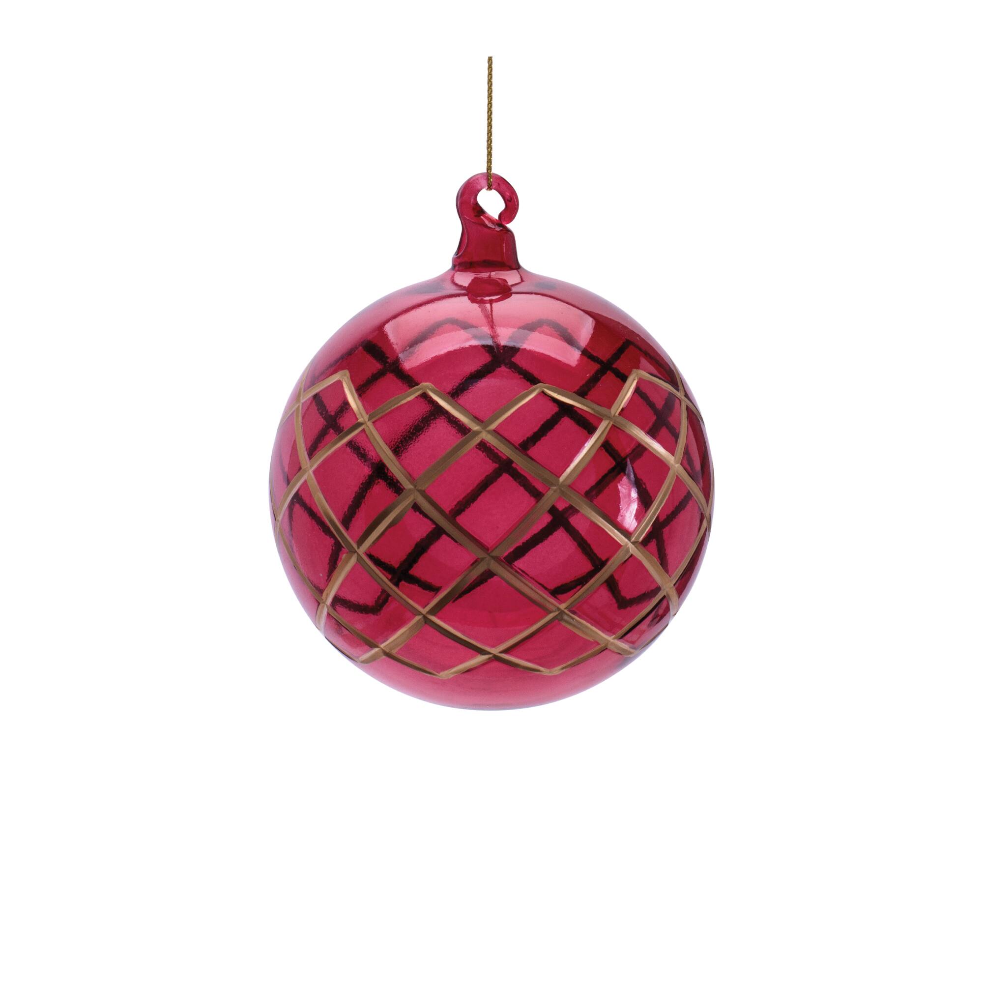 Melrose Red & Gold Ball & Finial Glass Ornaments Set