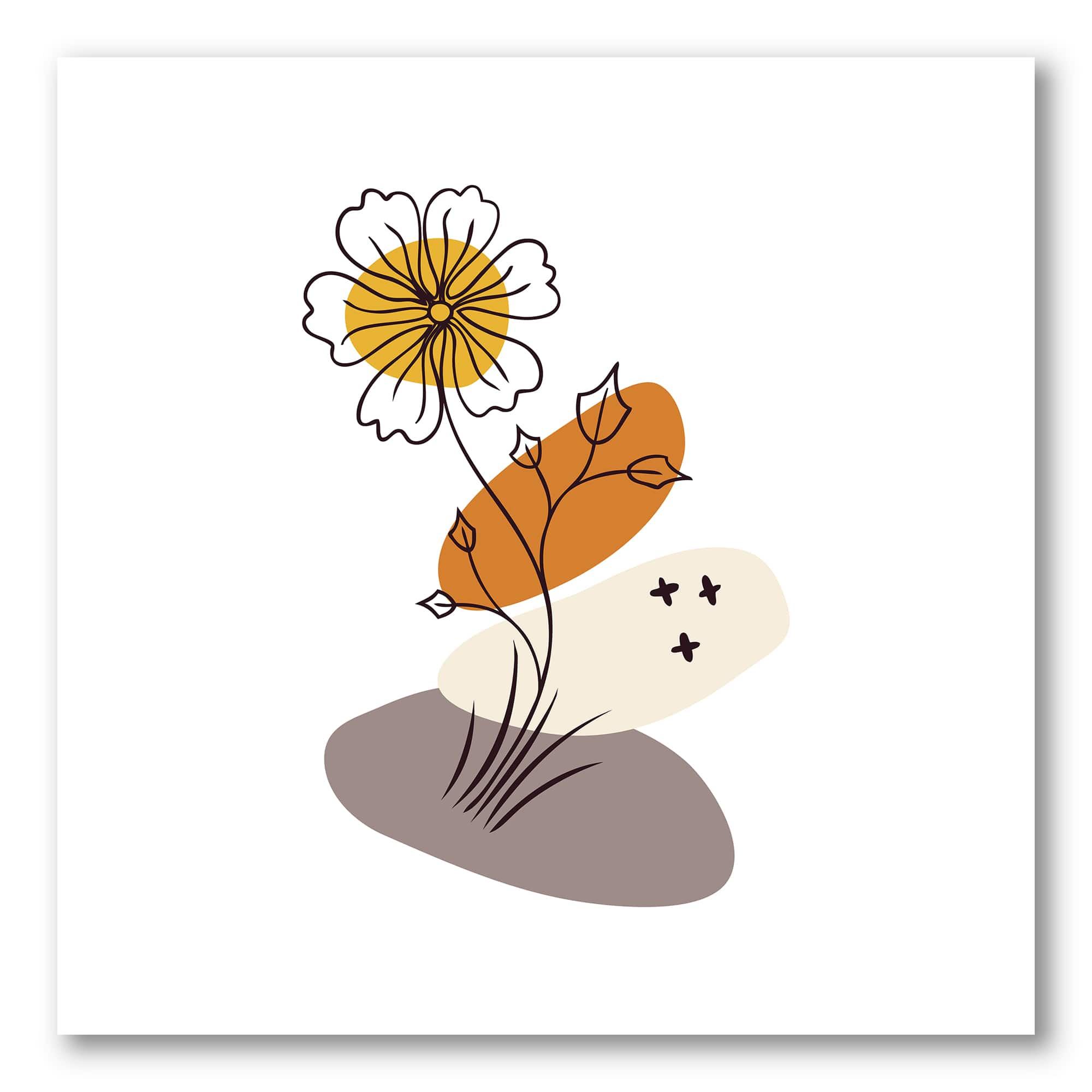 Designart - Abstract Flowers On Minimal Shapes I - Modern Canvas Wall Art Print