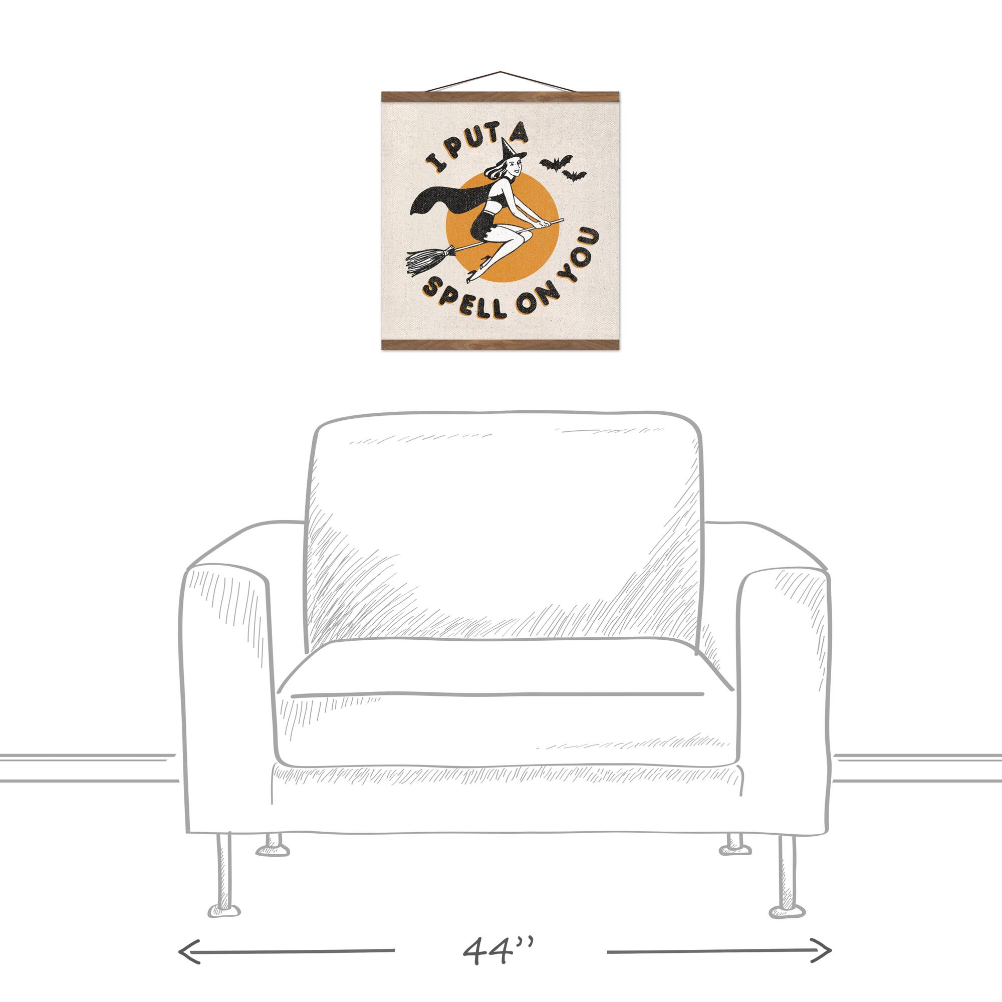 Retro Witch Teak Hanging Canvas Wall Art