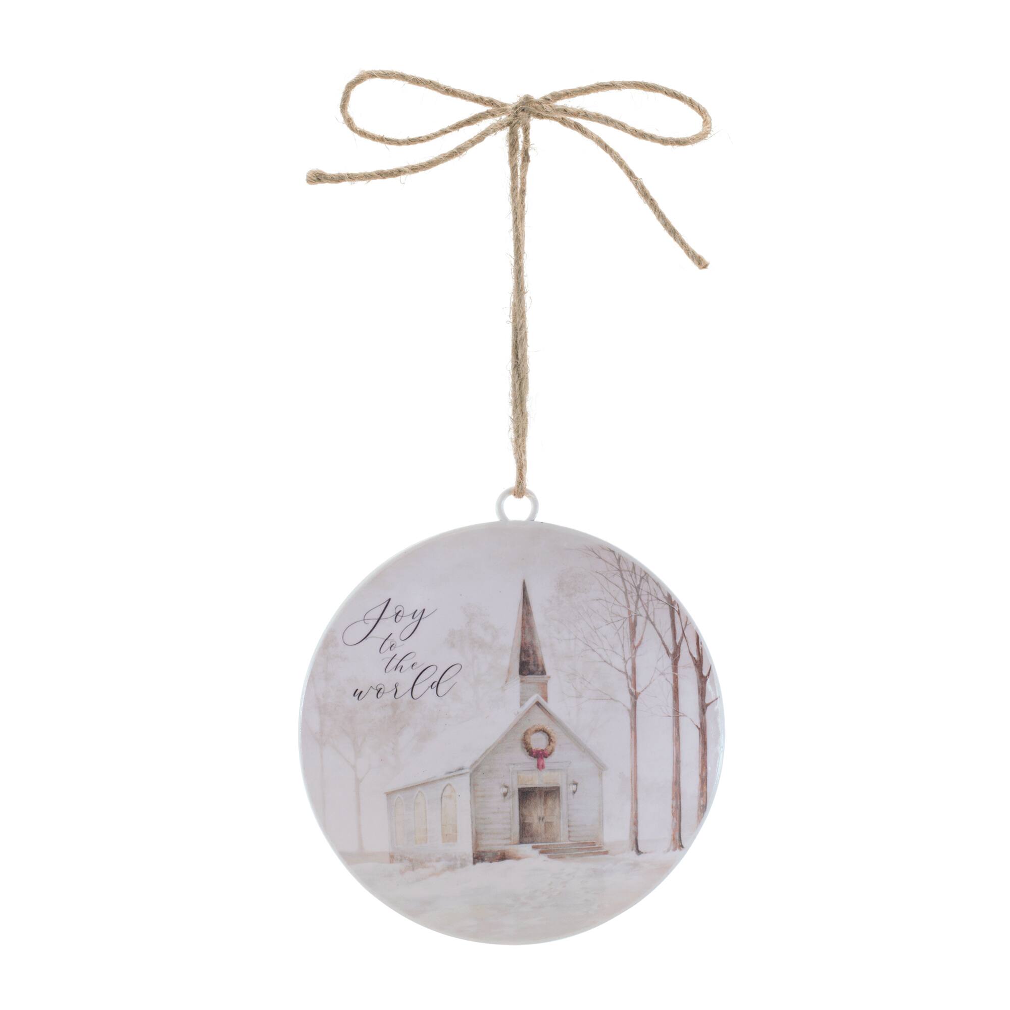 Melrose 6" Church Disc with Holiday Sentiment Ornaments, 12ct.