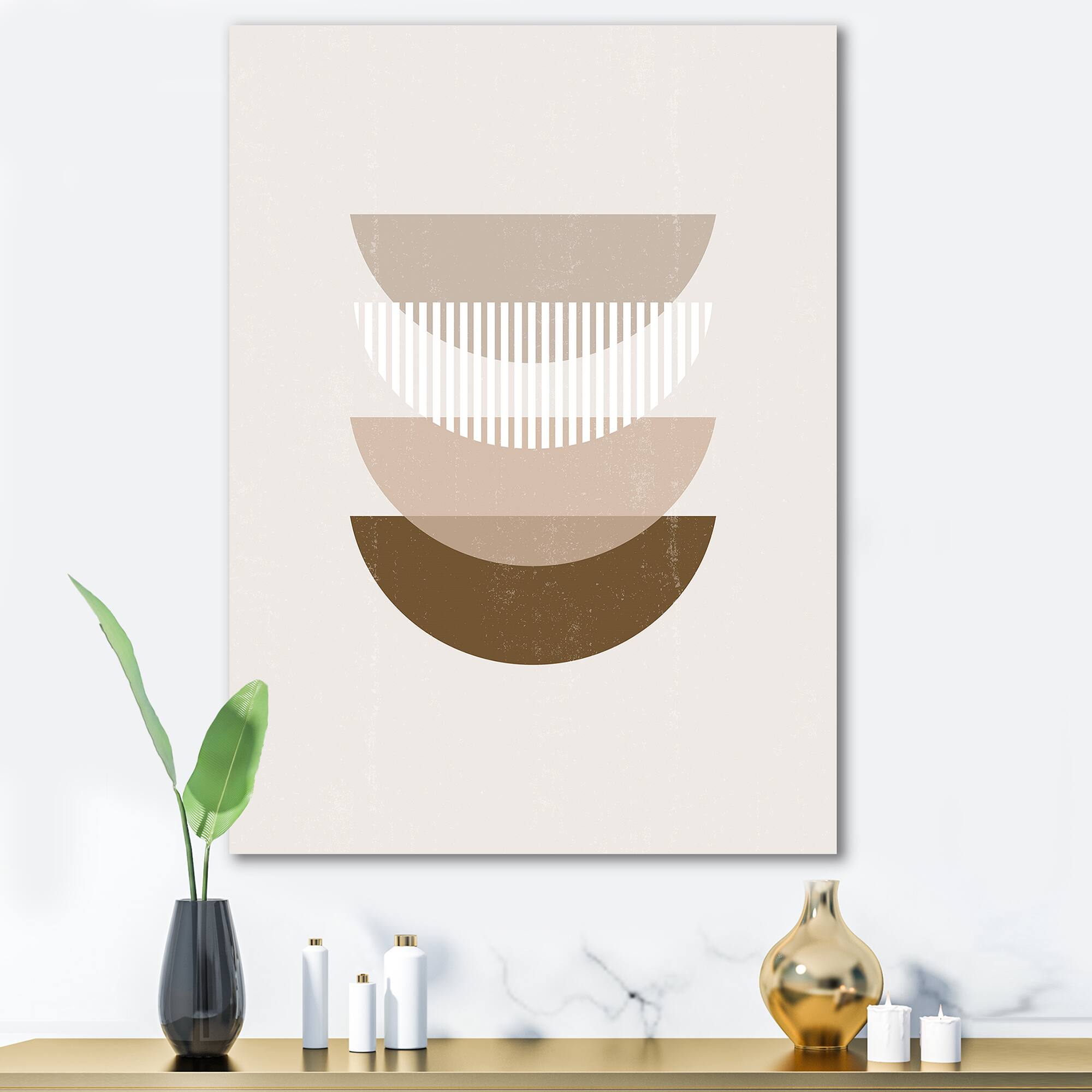Designart - Abstract Sun Moon Geometric Print III - Modern Canvas Wall Art Print
