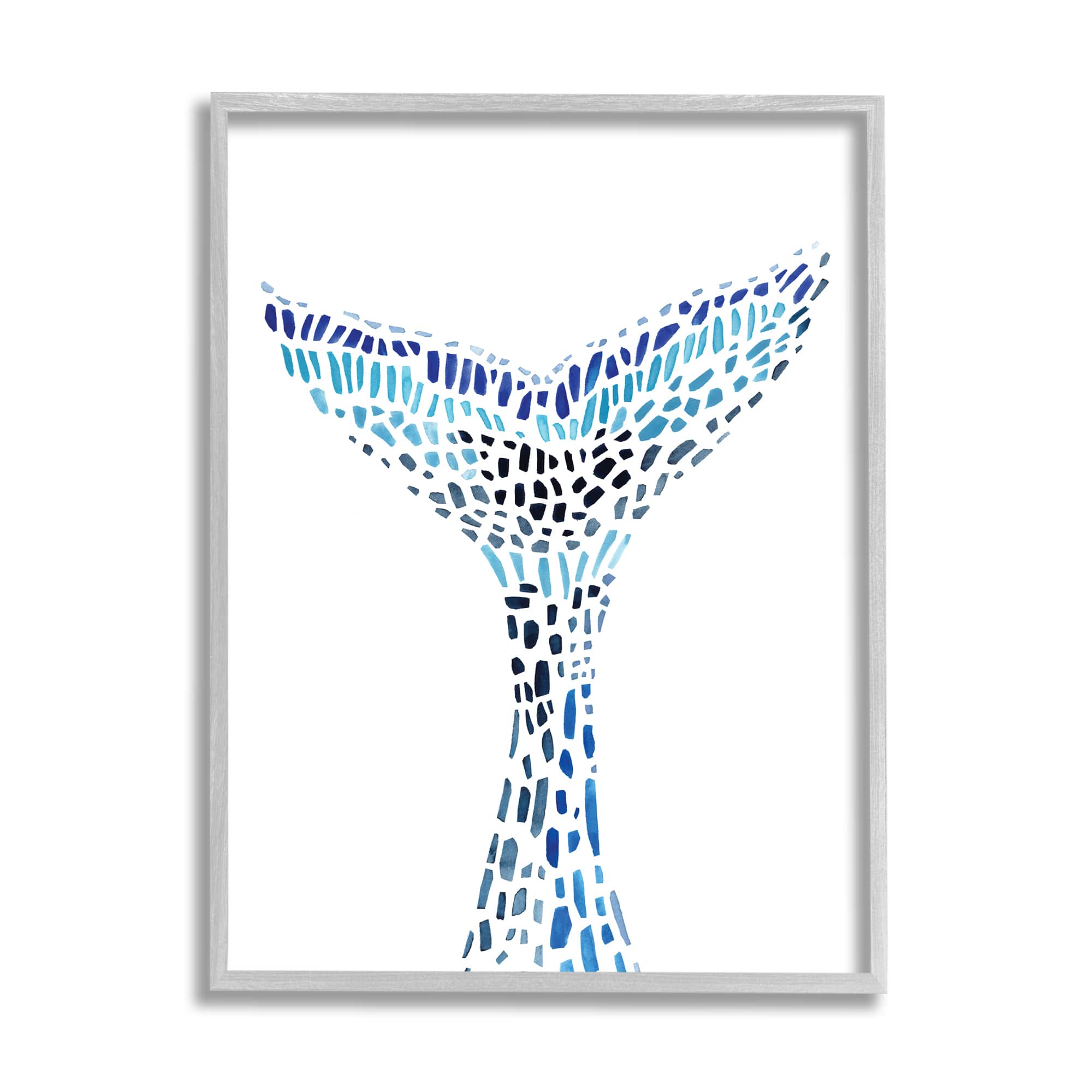 Stupell Industries Abstract Nautical Fin Blue Geometric Block Pattern in Frame Wall Art
