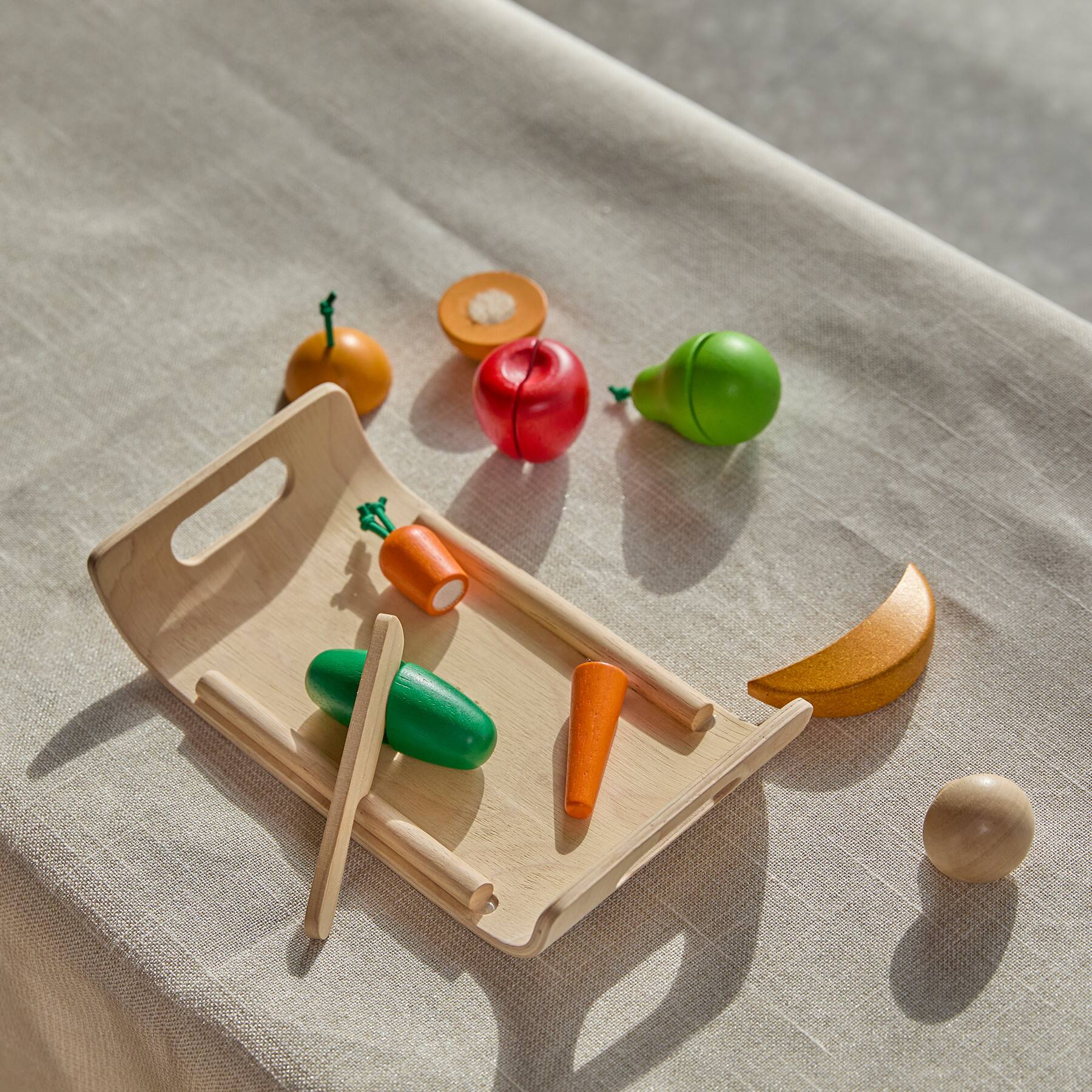 PlanToys Wooden Pretend Play Fruit & Vegetable Food Set