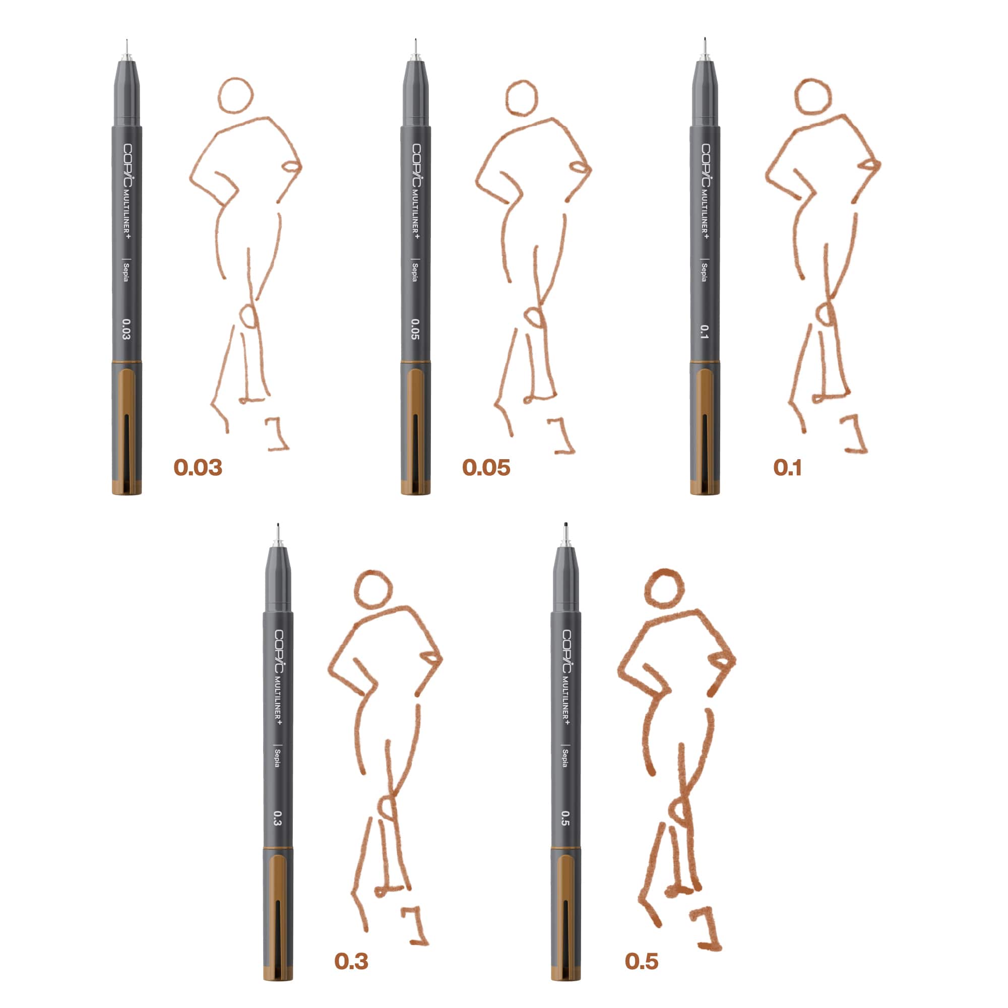 Copic® Multiliner+ Sepia Pen Set