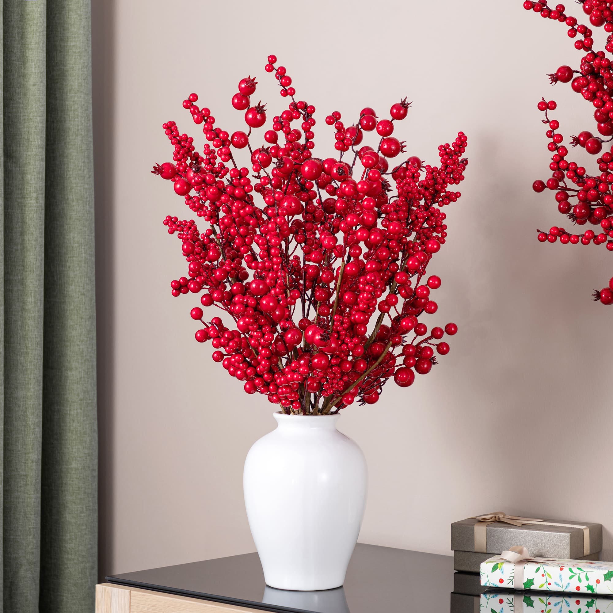 Glitzhome® 24" Christmas Berry Vase Centerpiece