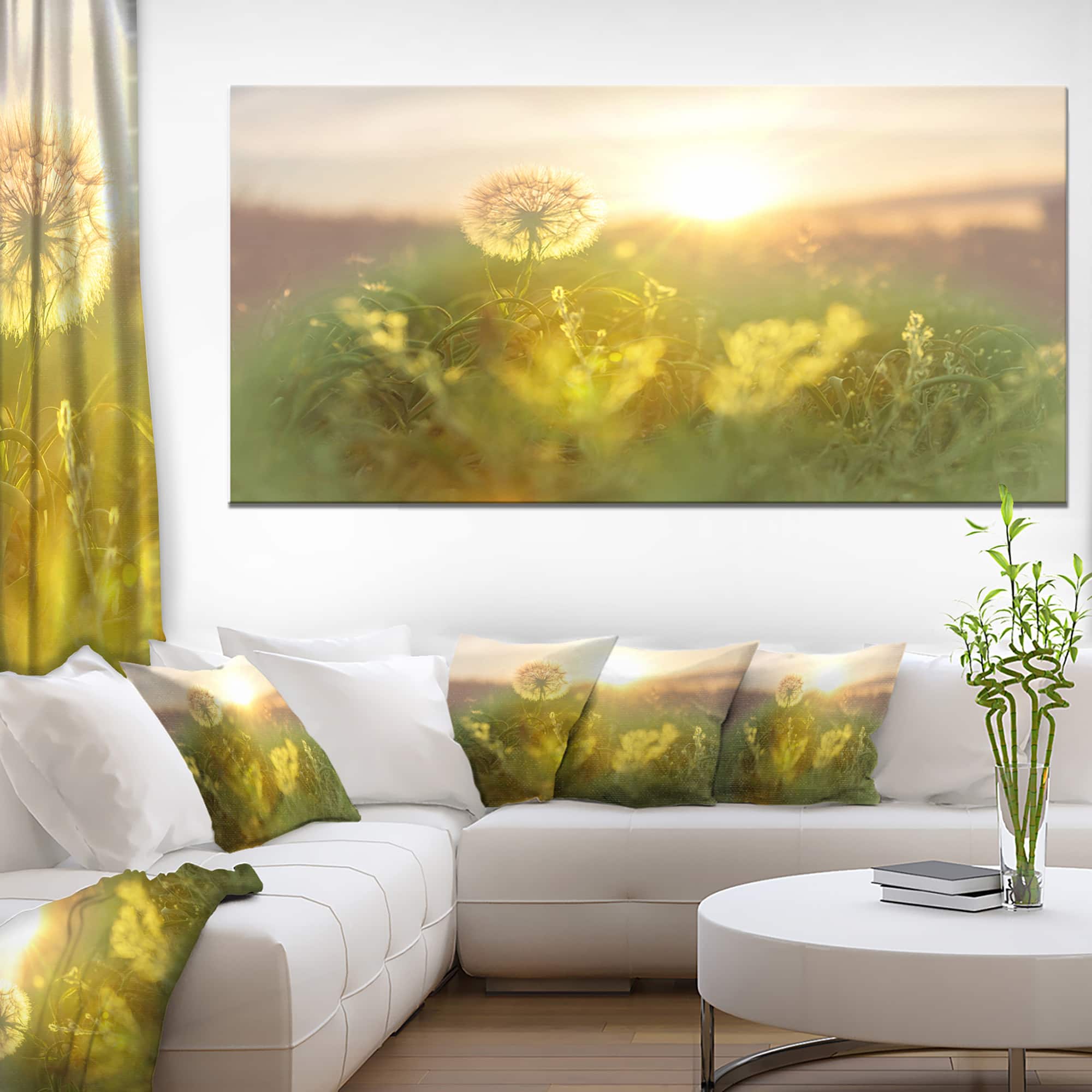 Designart - Dandelion Blooming Flower in Field - Floral Canvas Art Print