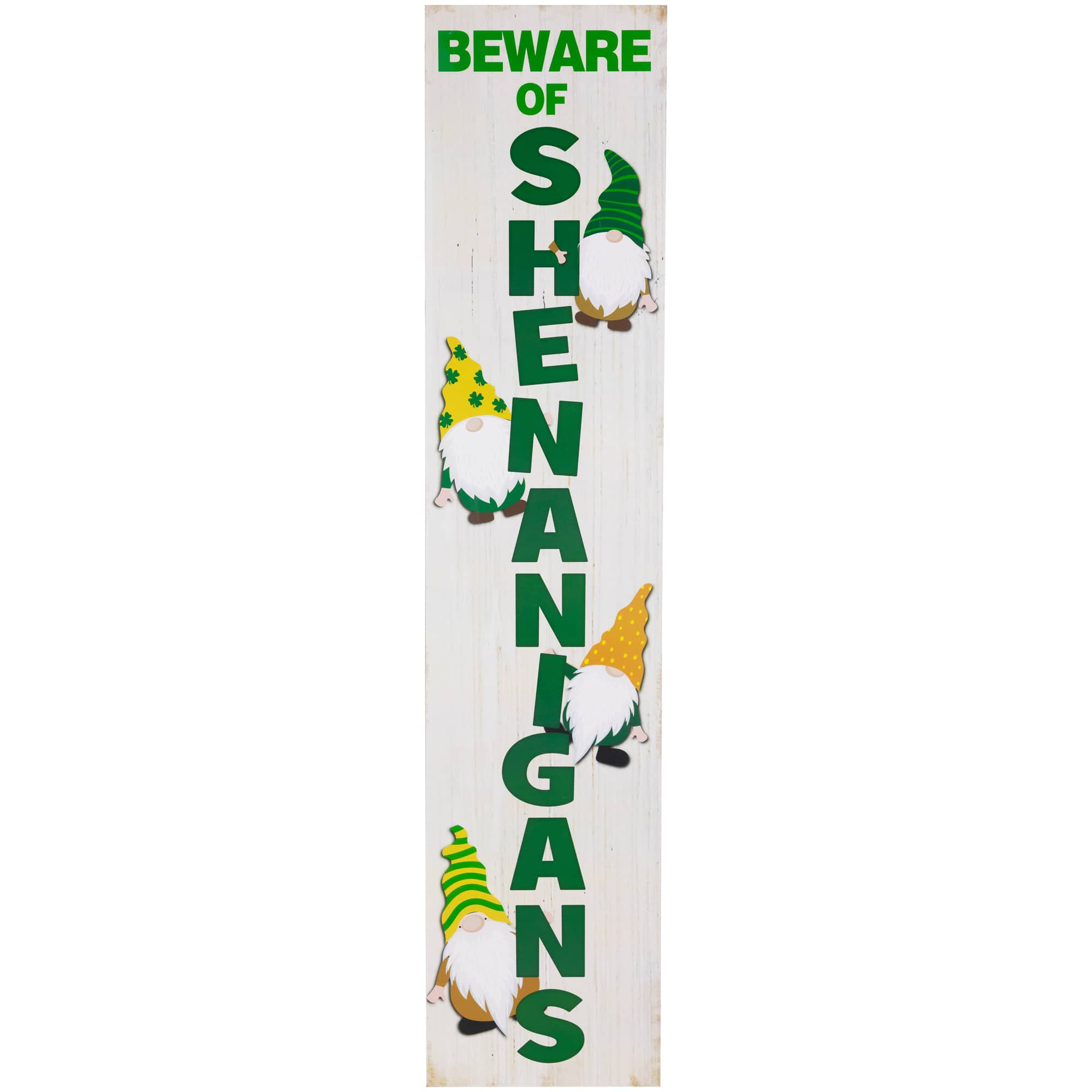 36" Beware of Shenanigans St. Patrick's Day Porch Board Sign Decoration