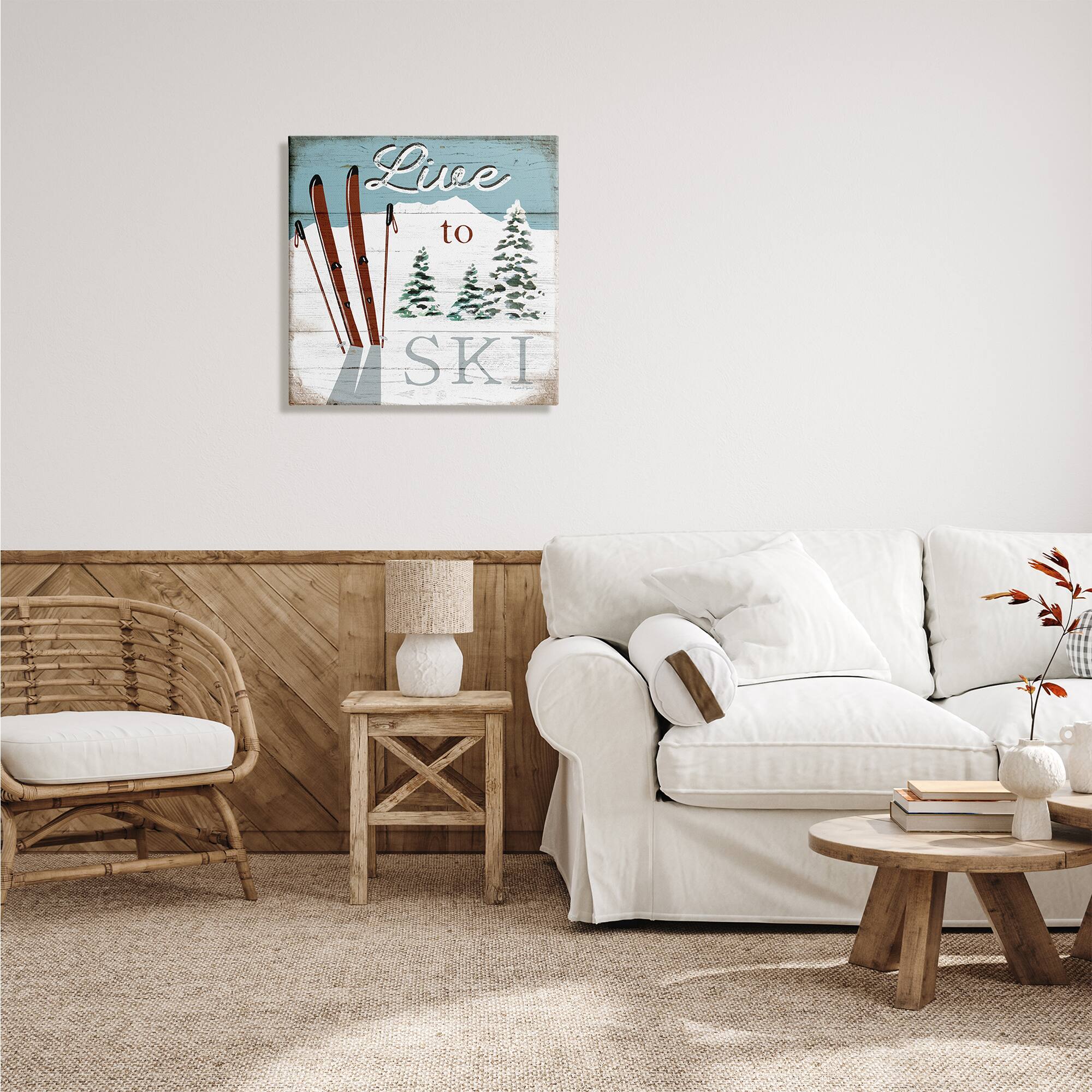 Stupell Industries Live To Ski Rustic Snow Sports Rustic Cabin Canvas Wall Art