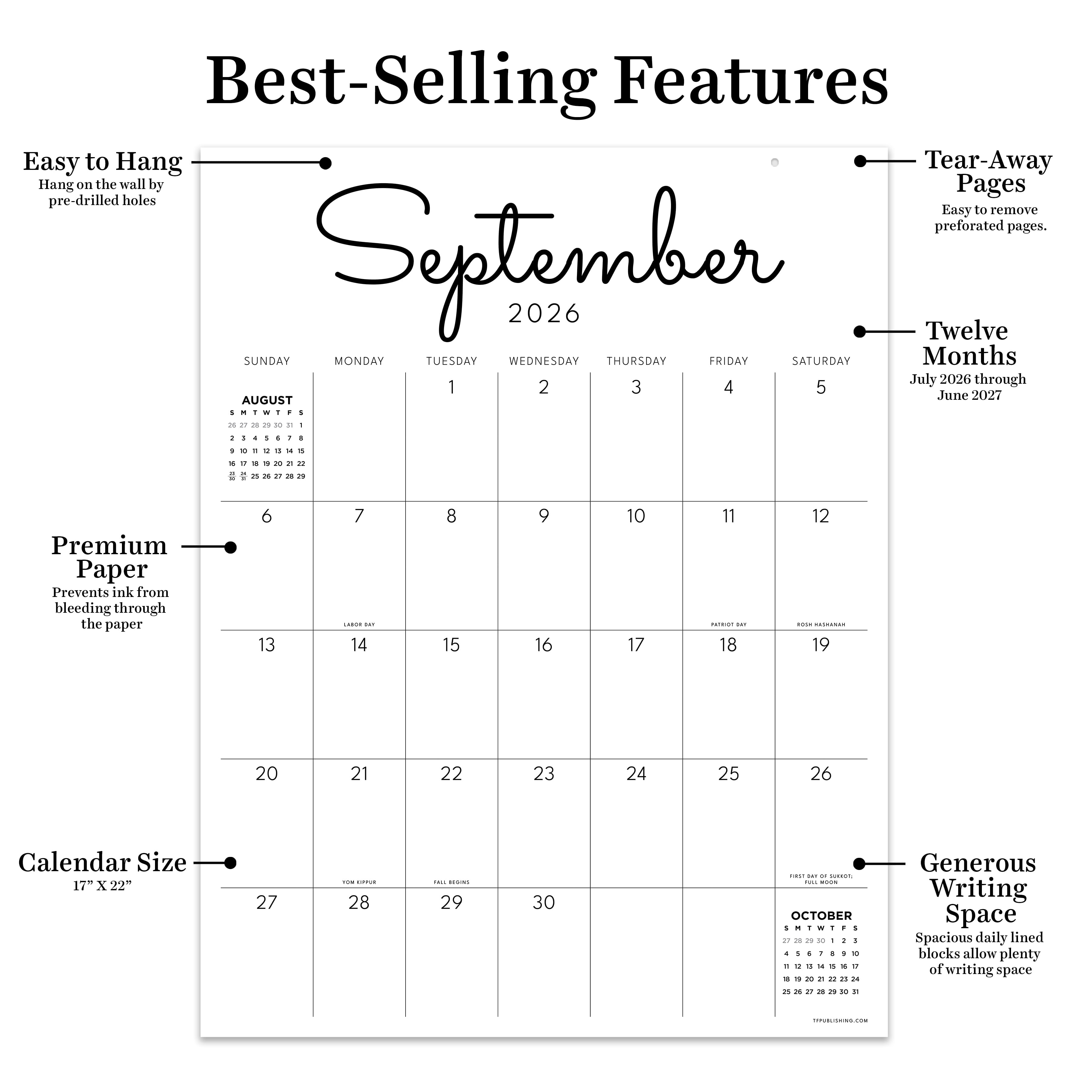 TF Publishing Large 2026-27 Art Poster Wall Calendar