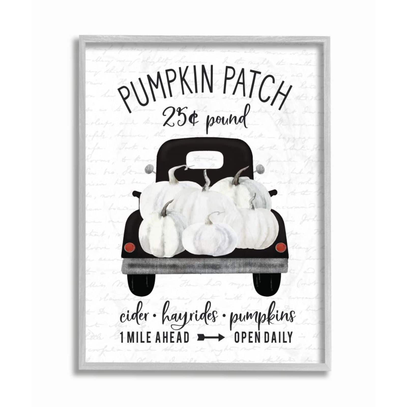 Stupell Industries Pumpkin Patch Farm Gray Framed Wall Art