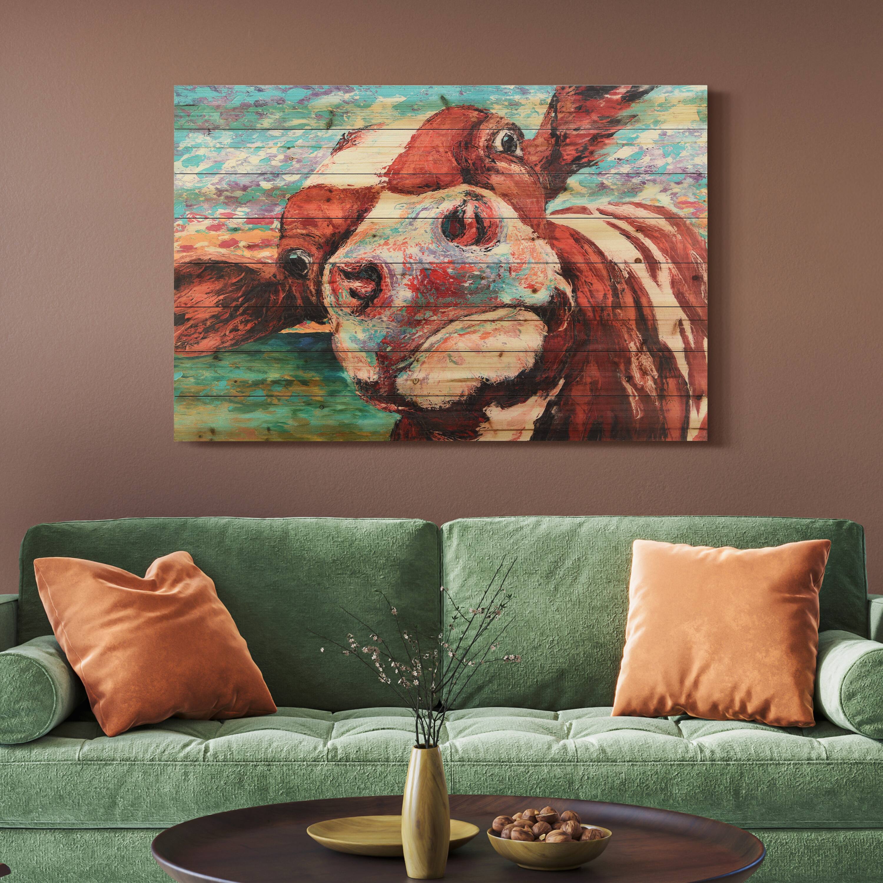 Empire Art Direct Arte de Legno 30" x 45" Curious Cow 3 Wall Art