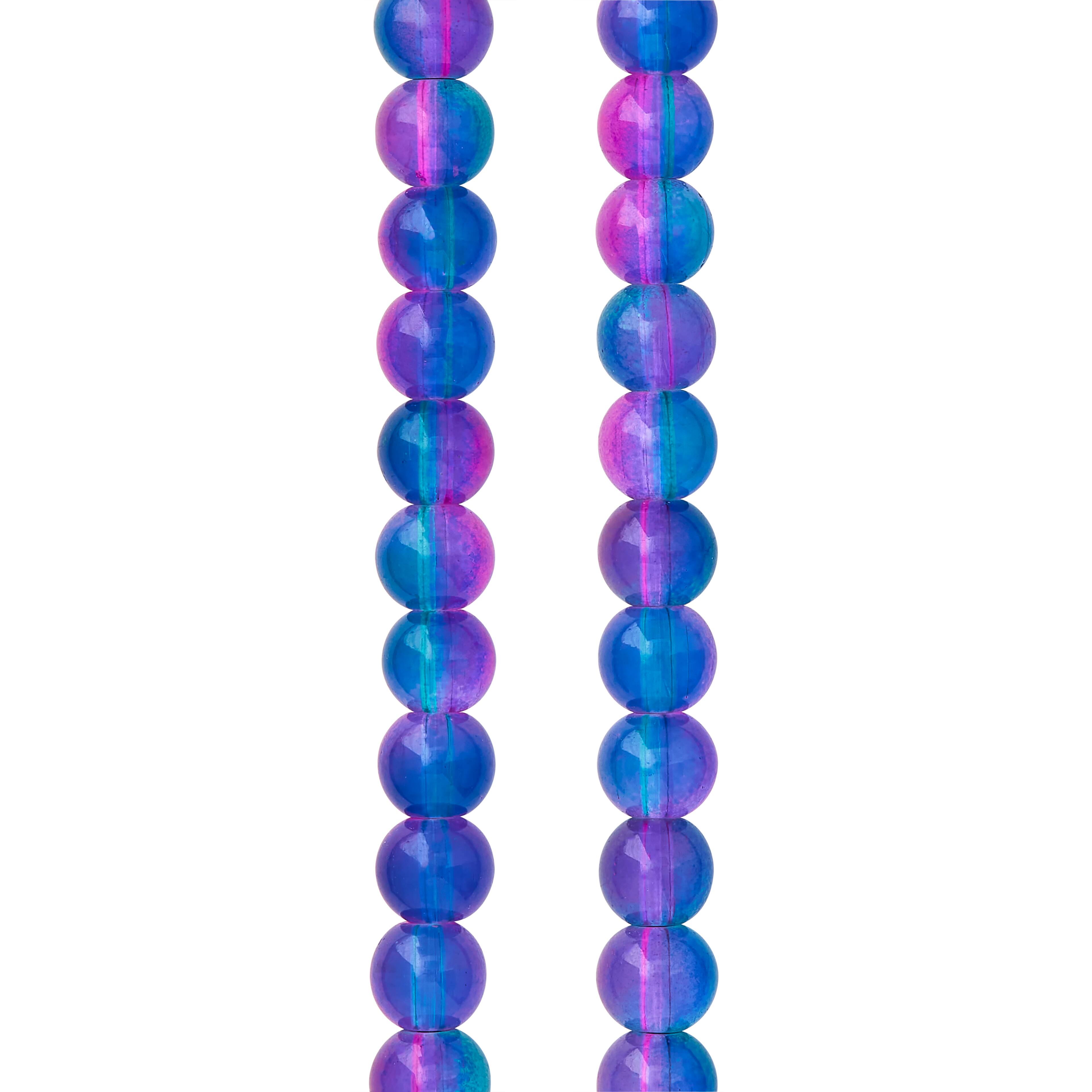 12 Pack: Green, Pink & Blue Glass Round Beads, 8mm by Bead Landing™