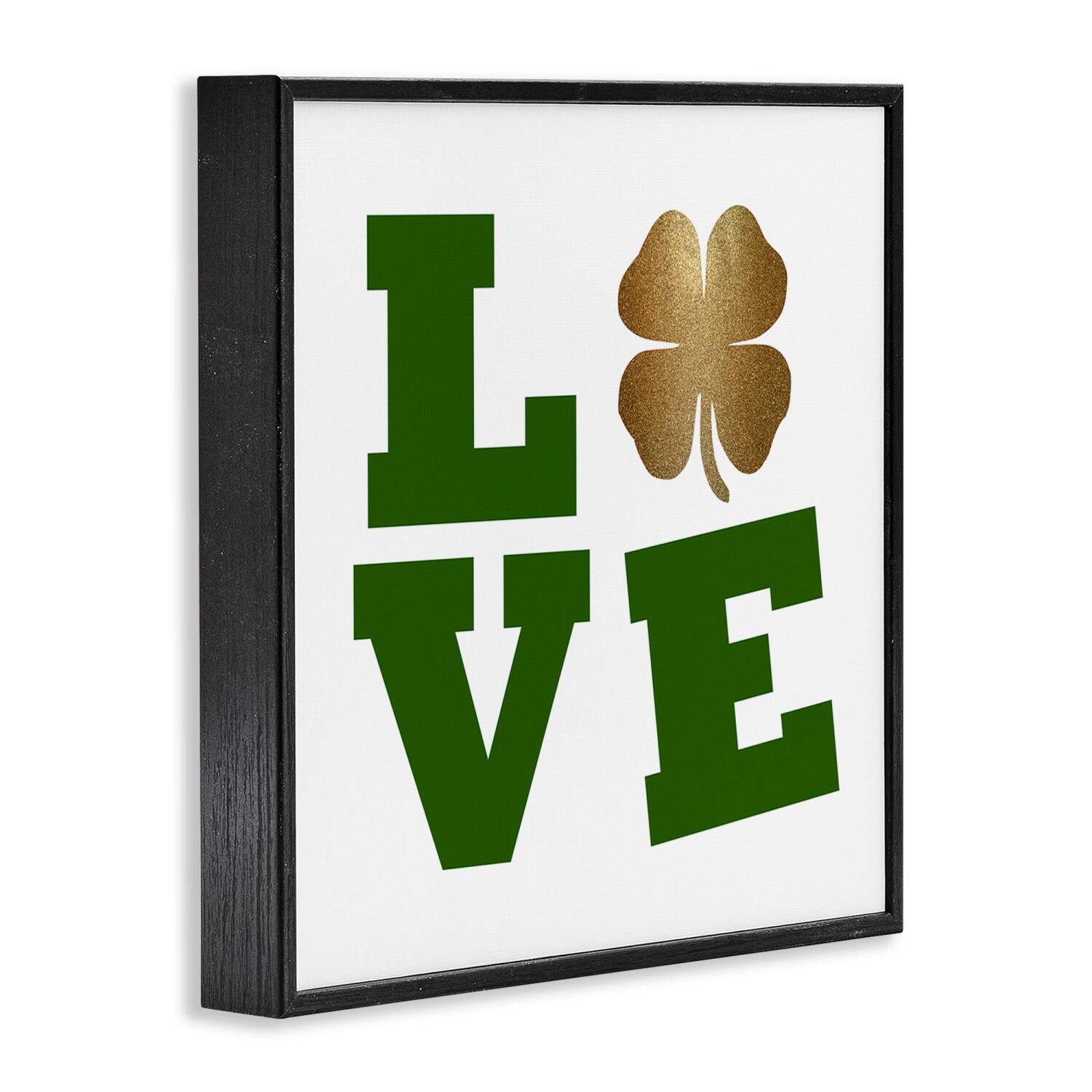 Stupell Industries St Patrick's Day Clover Love Framed Giclee Art