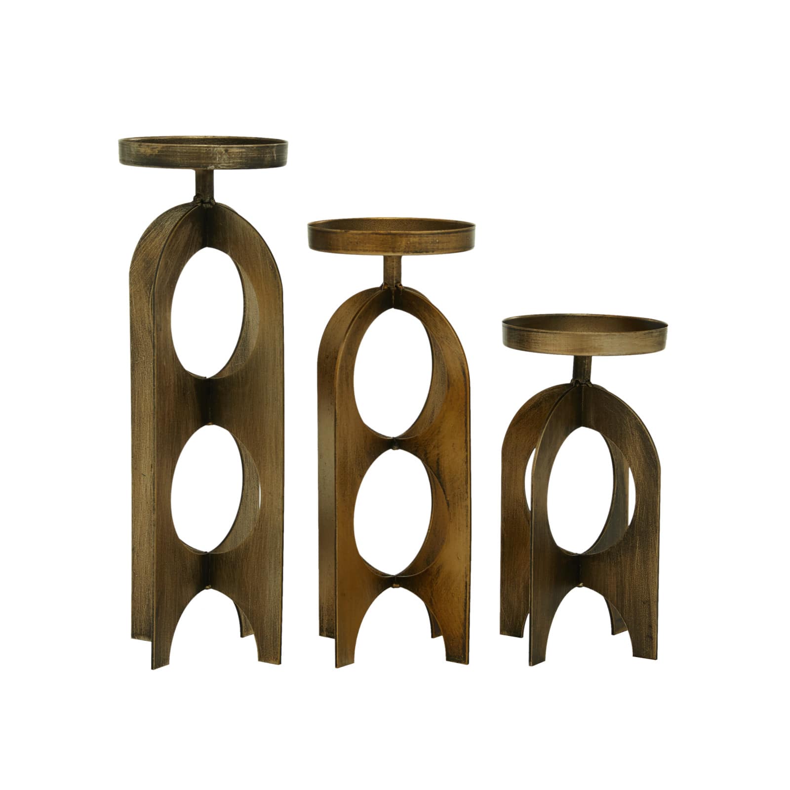 Gold Metal Contemporary Candle Holder Set