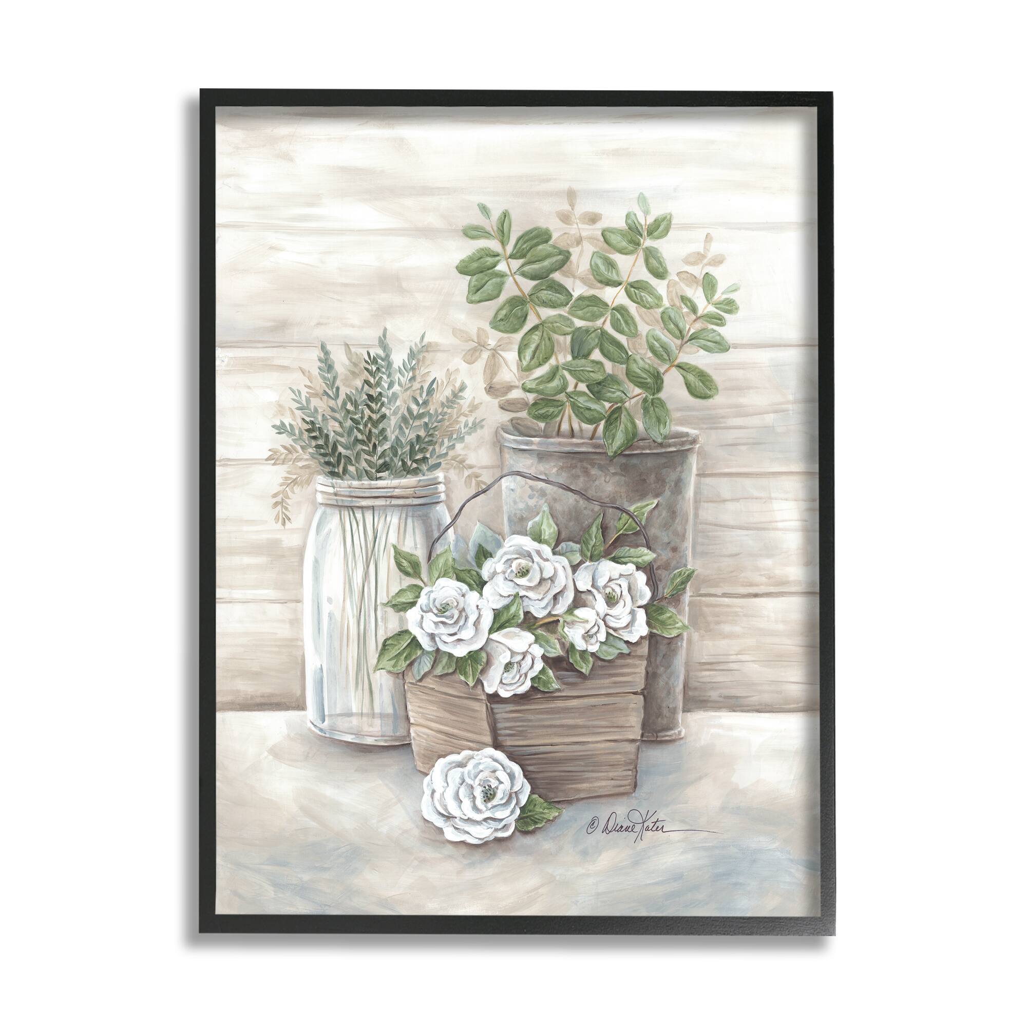 Stupell Industries Country Succulents Botanicals Rustic Jar Framed Giclee Art