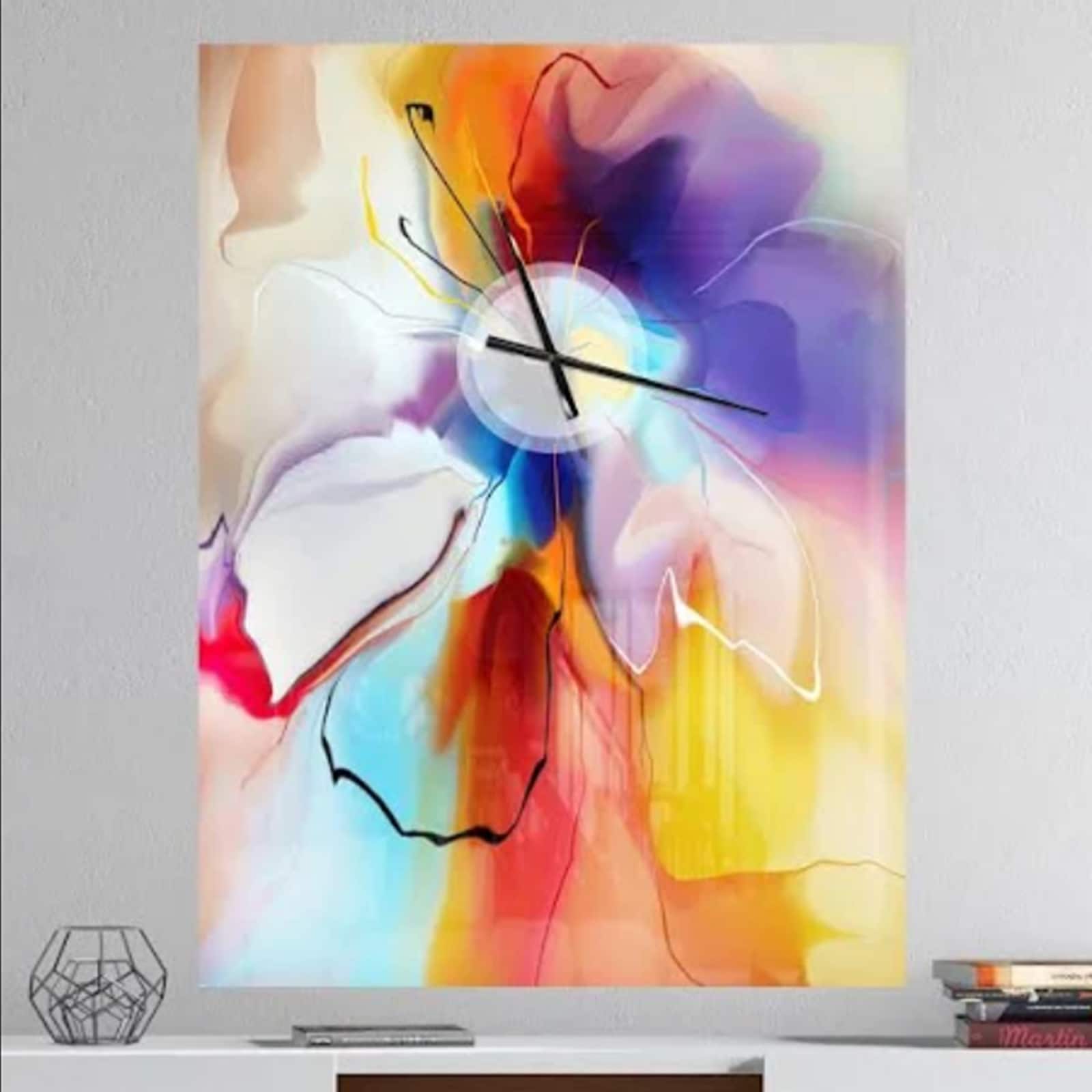Designart Creative Flower In Multiple Colors Wall Clock