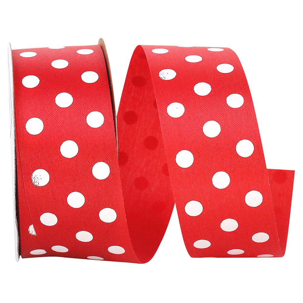Reliant 1.375" x 20yd. Satin Aspirin Dots Ribbon