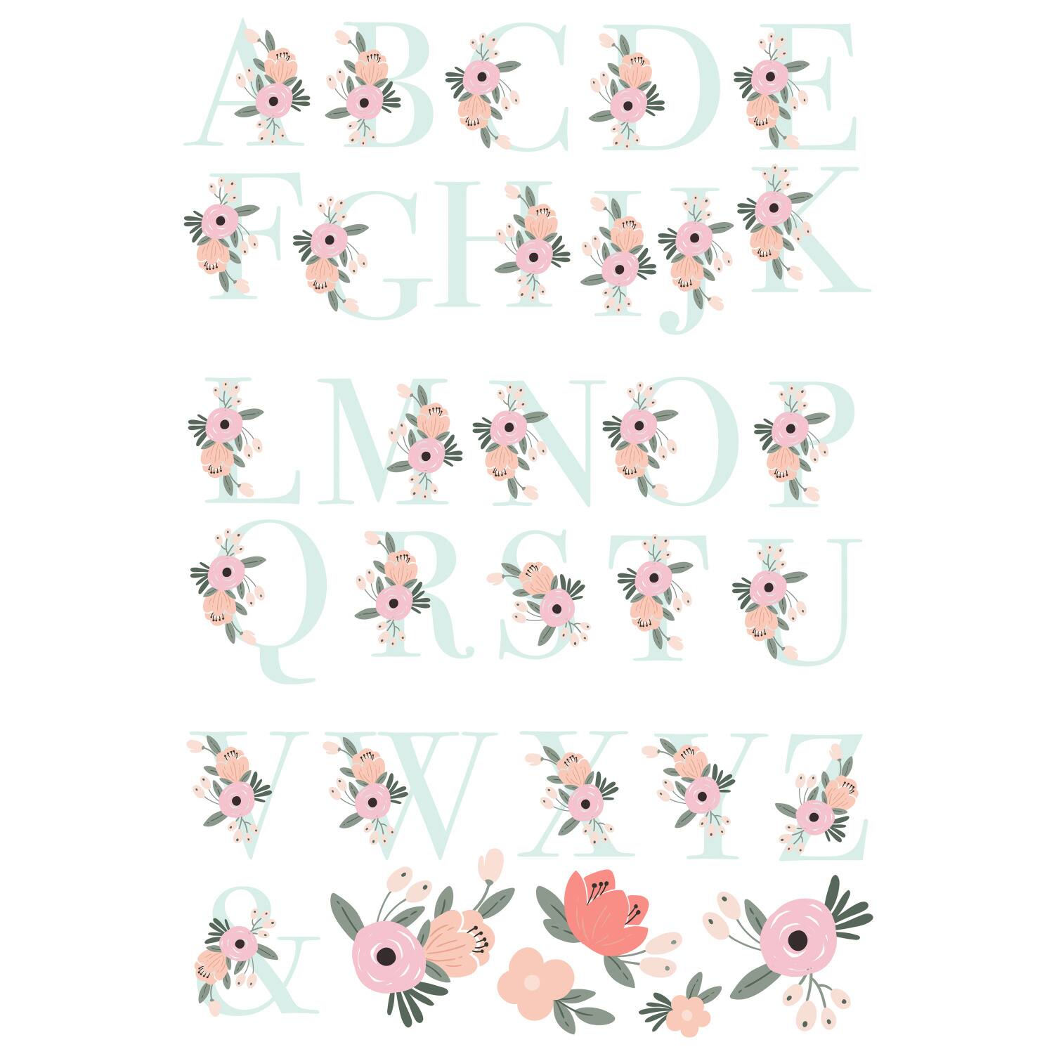 RoomMates Floral Monogram Peel & Stick Giant Wall Decal Set