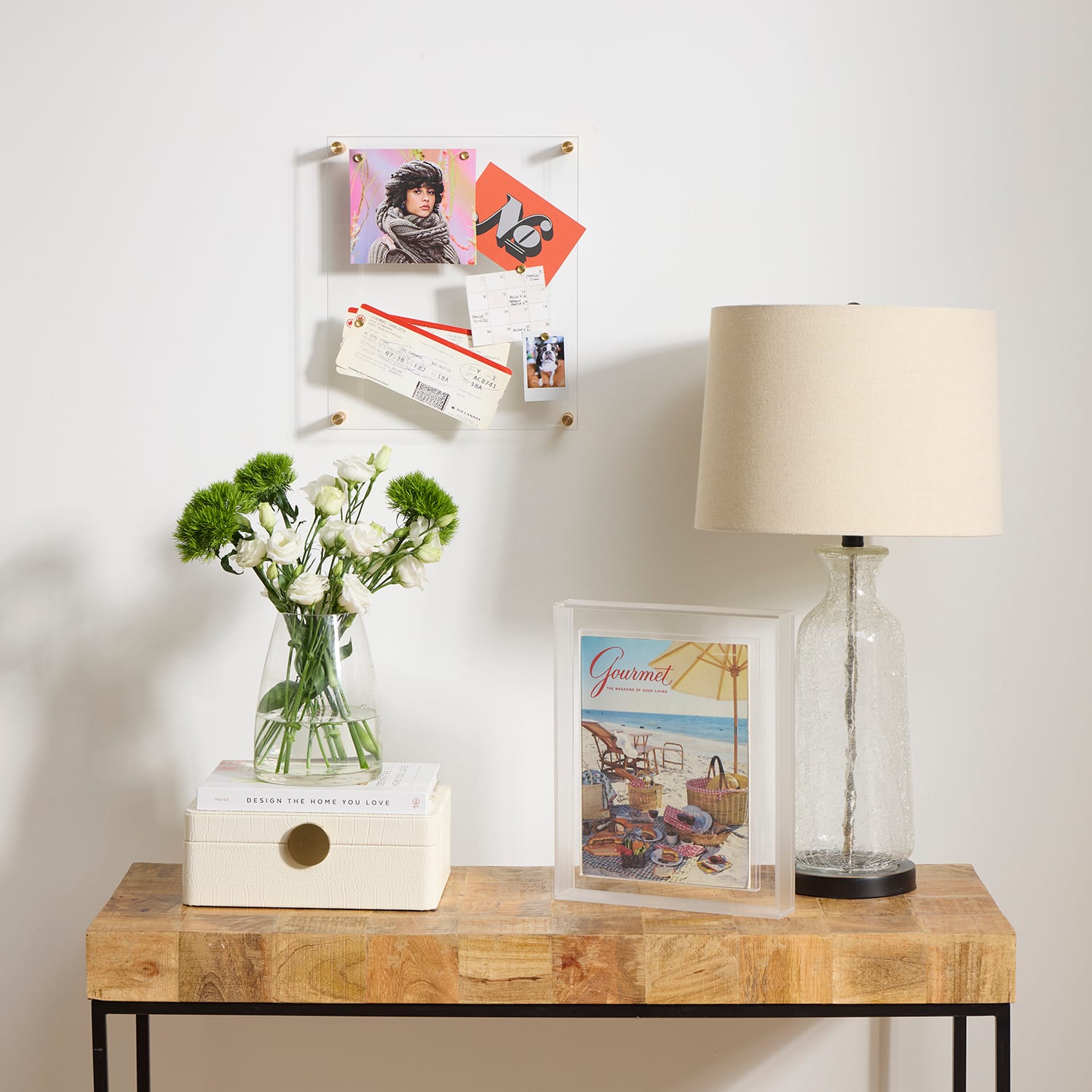 Wexel Art Easy Change Memo Board + Magnets with Gold Hardware