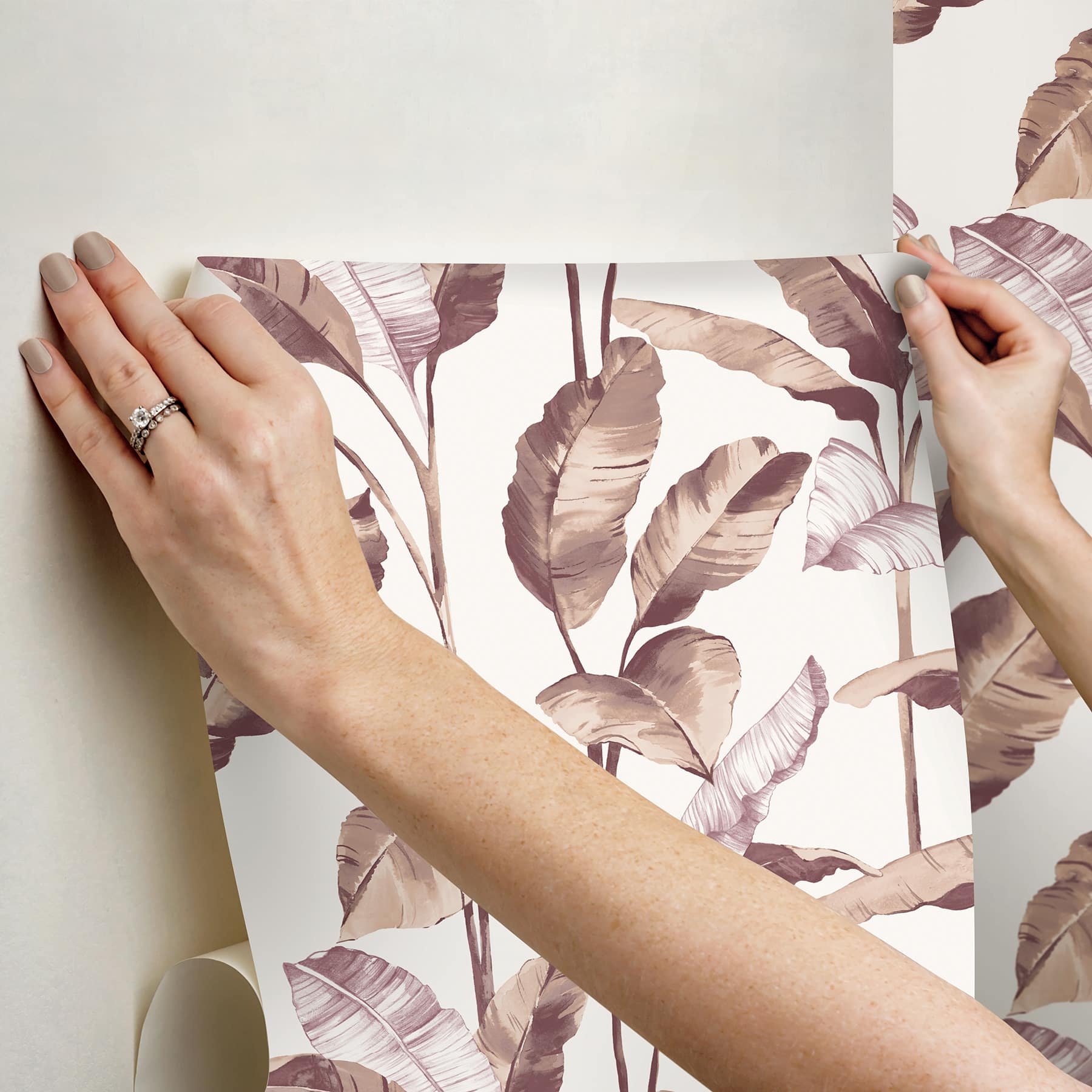 NuWallpaper Mauve Banana Leaf Peel & Stick Wallpaper