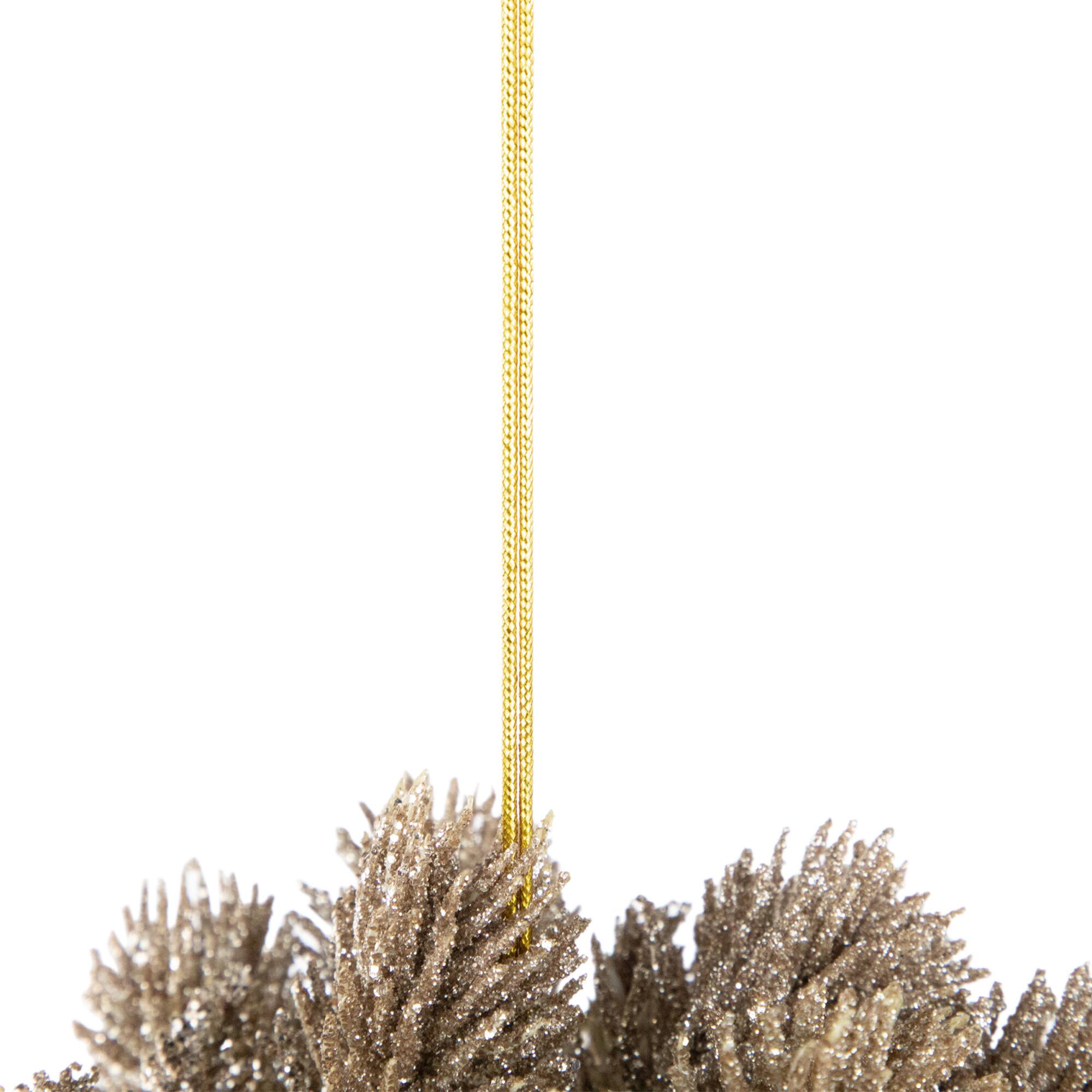Glitter Pine Christmas Ball Ornament - 6" - Gold