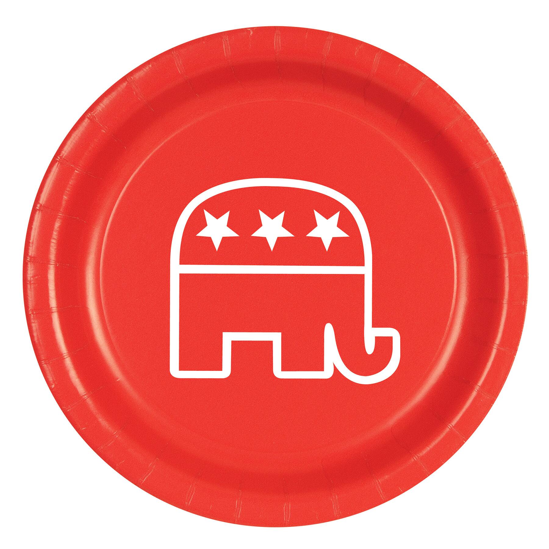 Beistle 9" Red & White Republican Plates, 2 Packs of 8