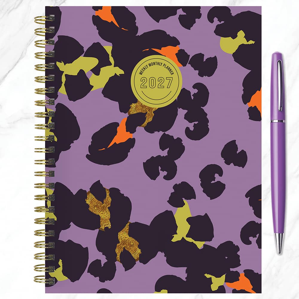 2027 Lilac Leopard Medium Weekly Monthly Planner
