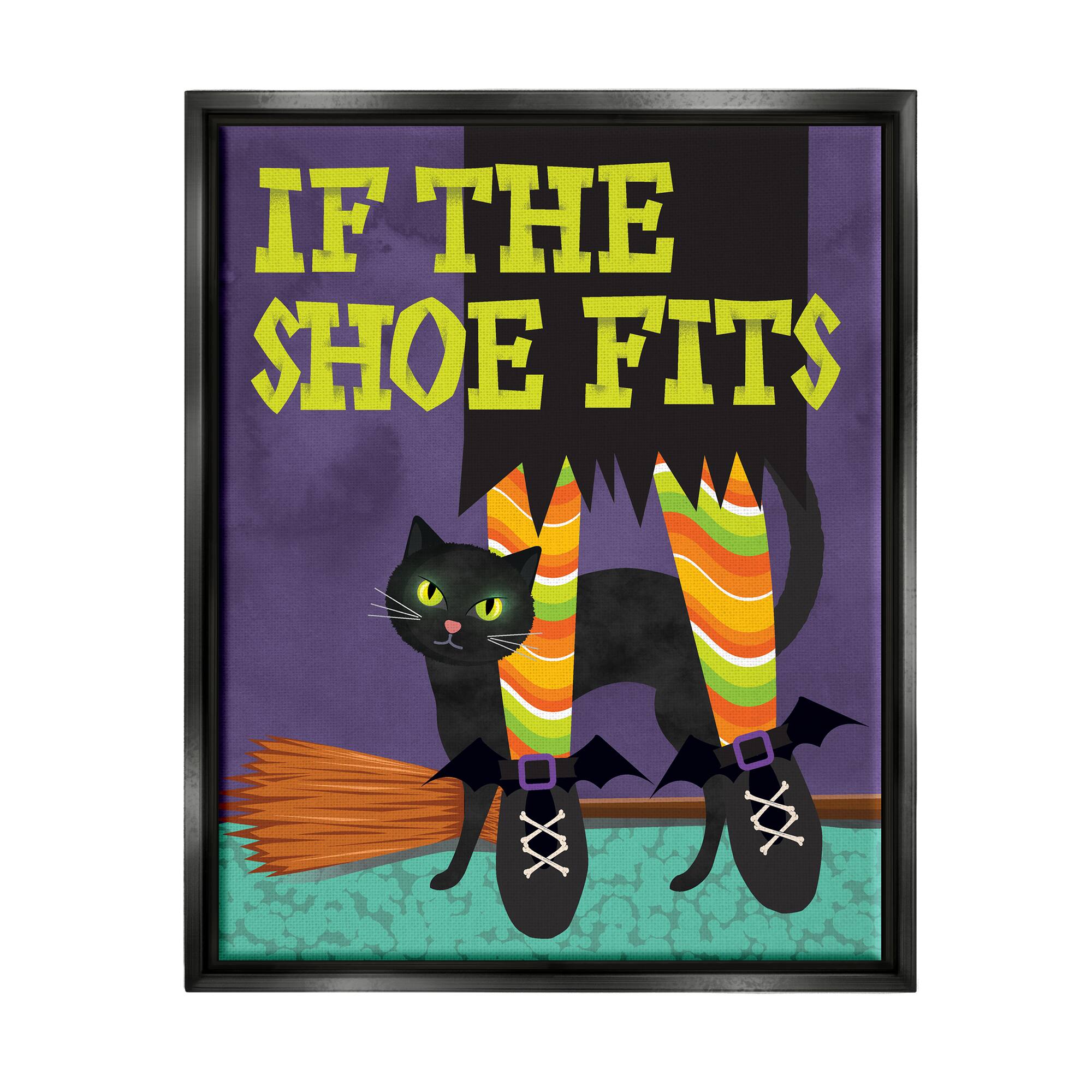 Stupell Industries If The Shoe Fits Witch Framed Floater Canvas Wall Art