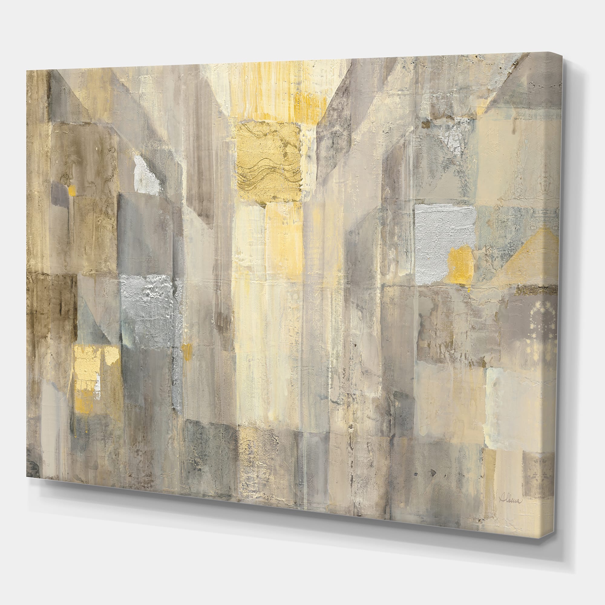 Designart - Gold Square Watercolor - Glam Canvas Artwork