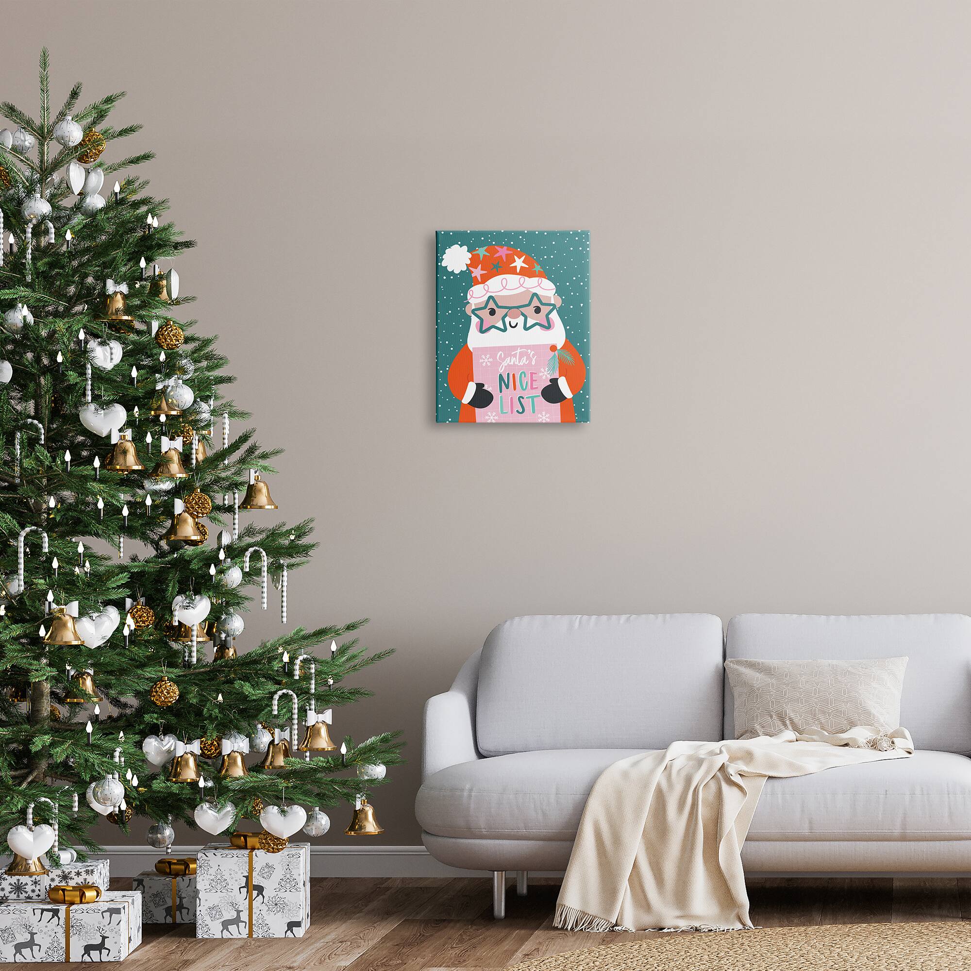 Stupell Industries Santa's Nice List Falling Snow Canvas Wall Art