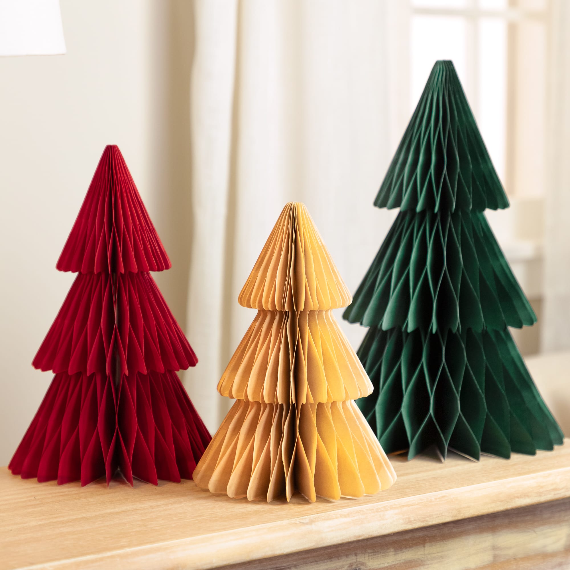 Accordion Honeycomb Foldable Paper Christmas Tree Set