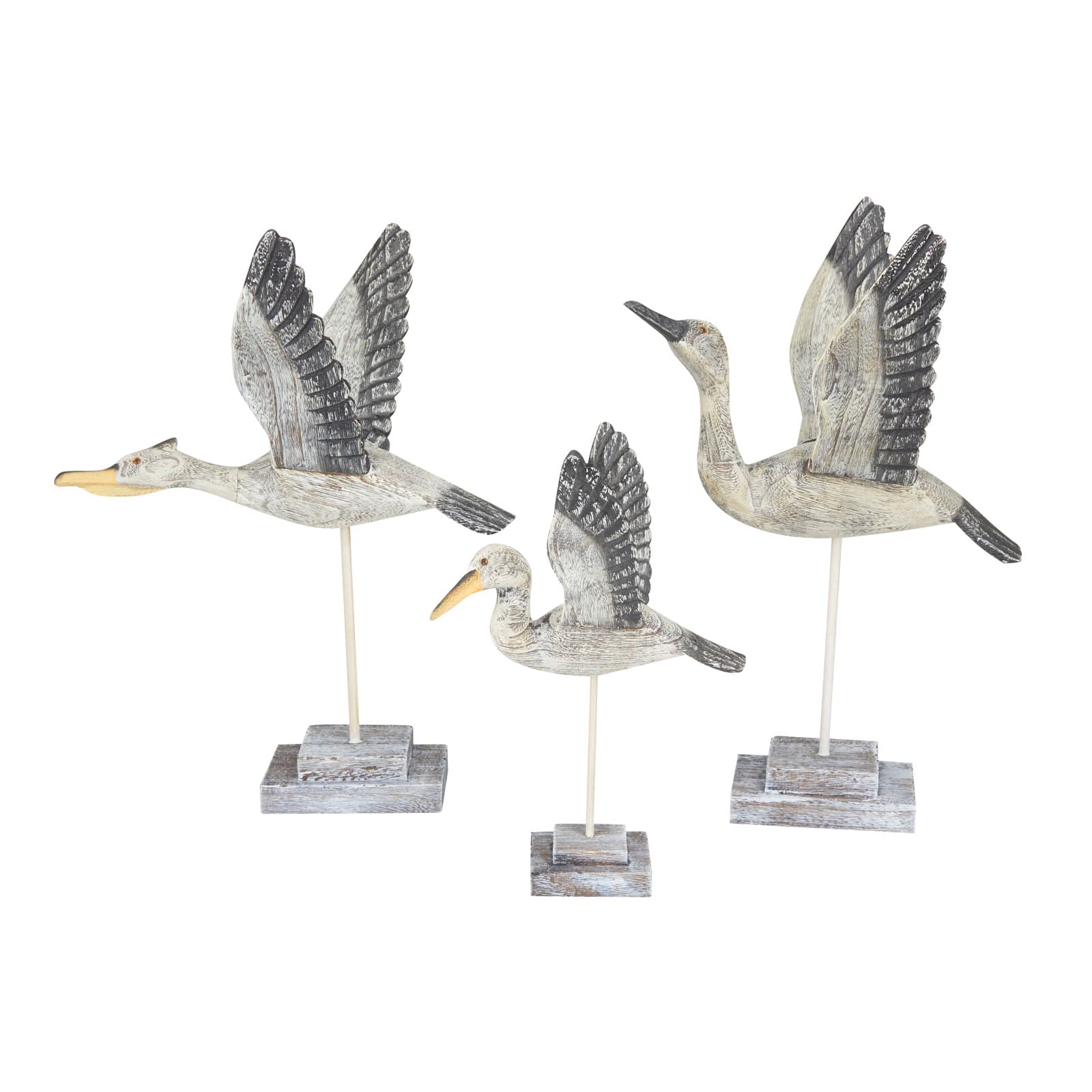 Set of 3 Grey Pine Coastal Sculpture, 14" x 14" x 11"