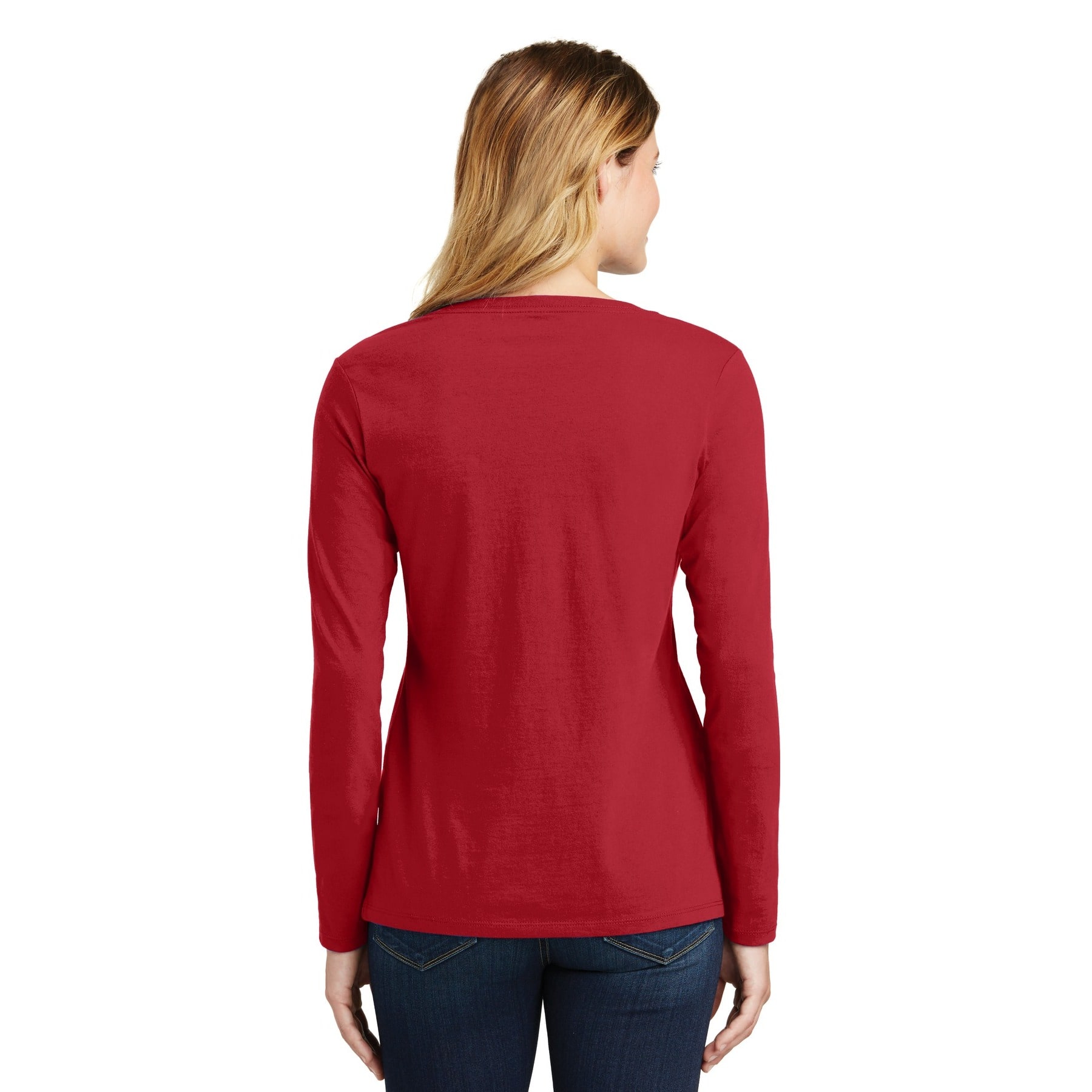Port & Company® Fan Favorite™ Colors Long Sleeve Ladies V-Neck T-Shirt