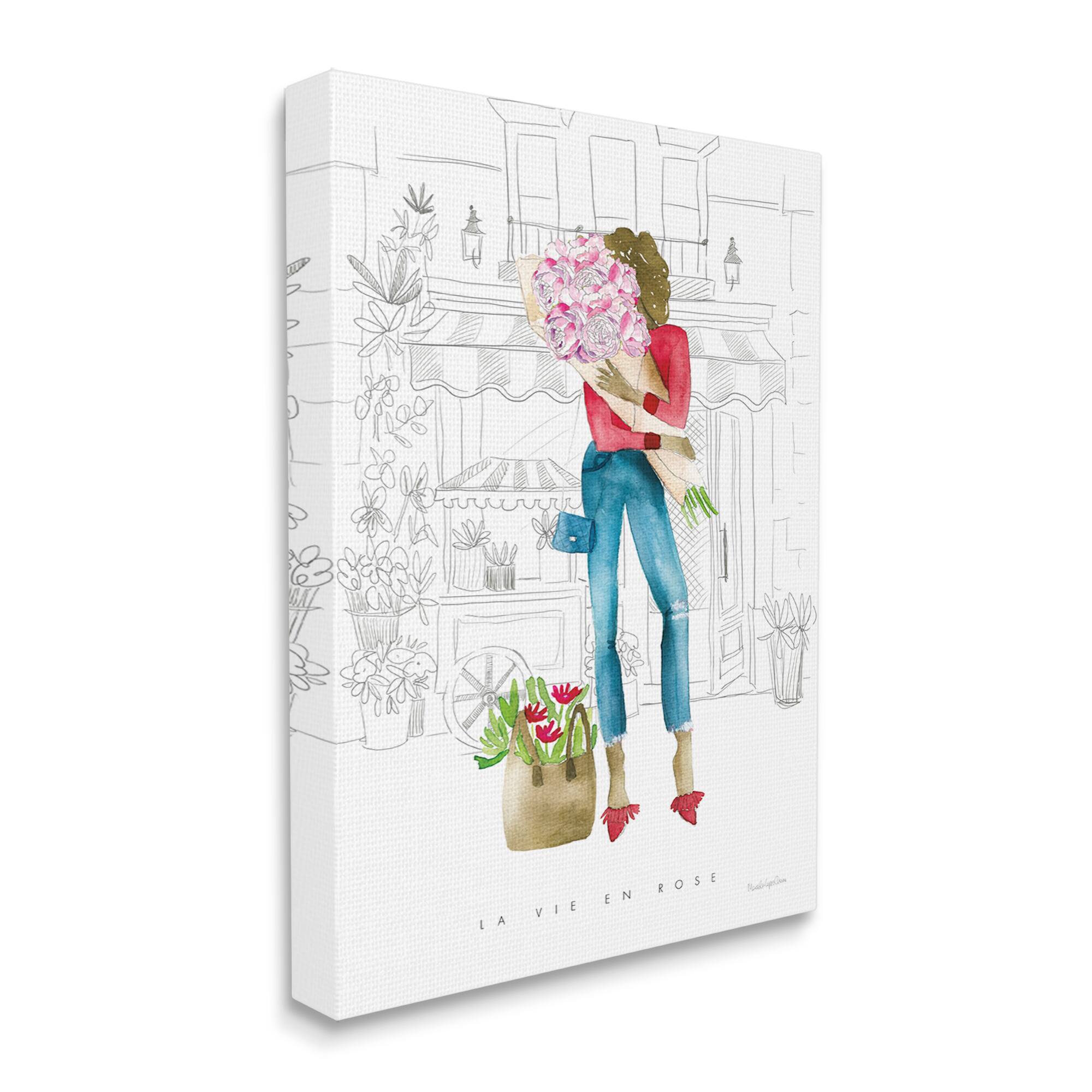 Stupell Industries La Vie En Rose French Phrase Parisian Pink Canvas Wall Art