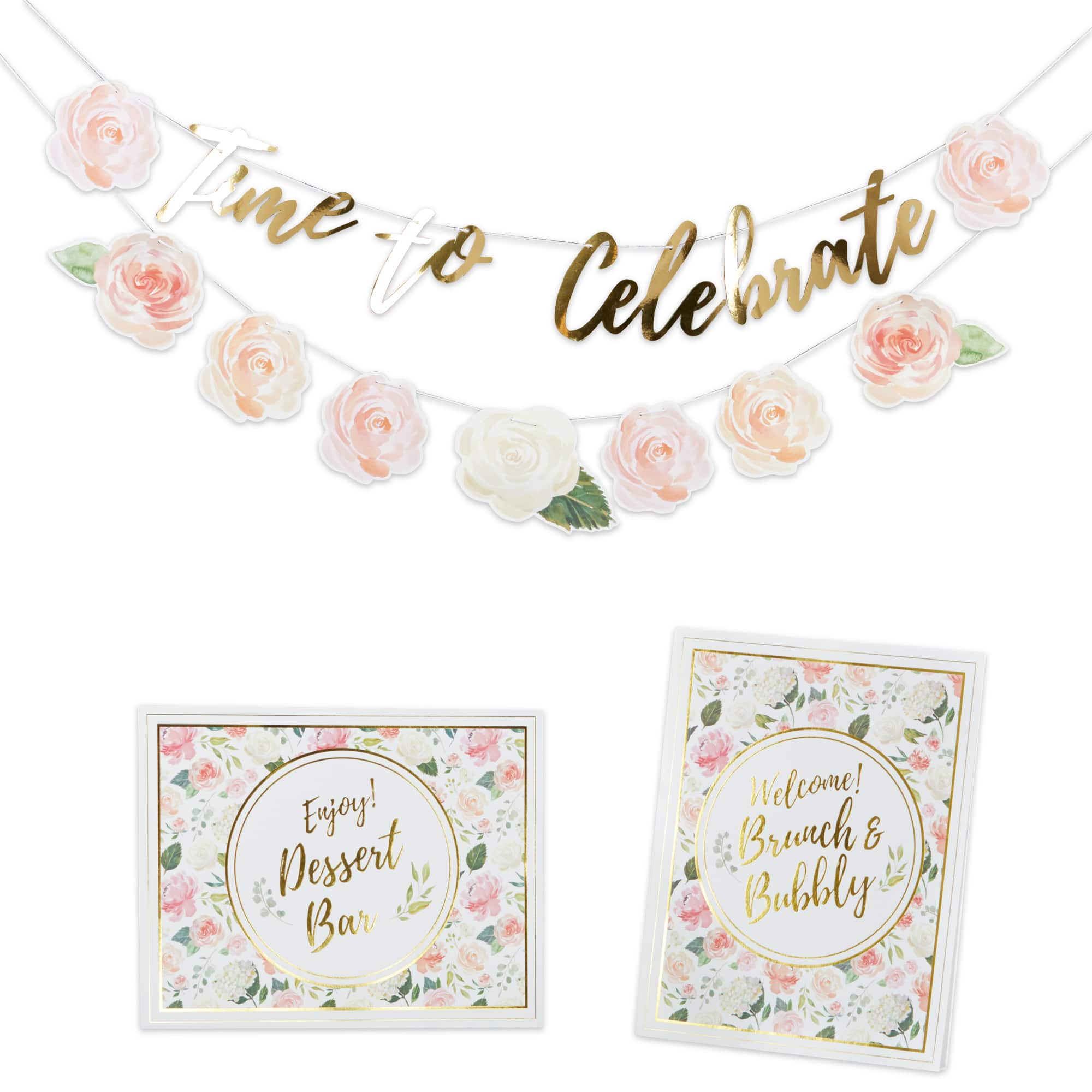 Kate Aspen® Brunch Floral Brunch Party Décor Kit with Gold Foil