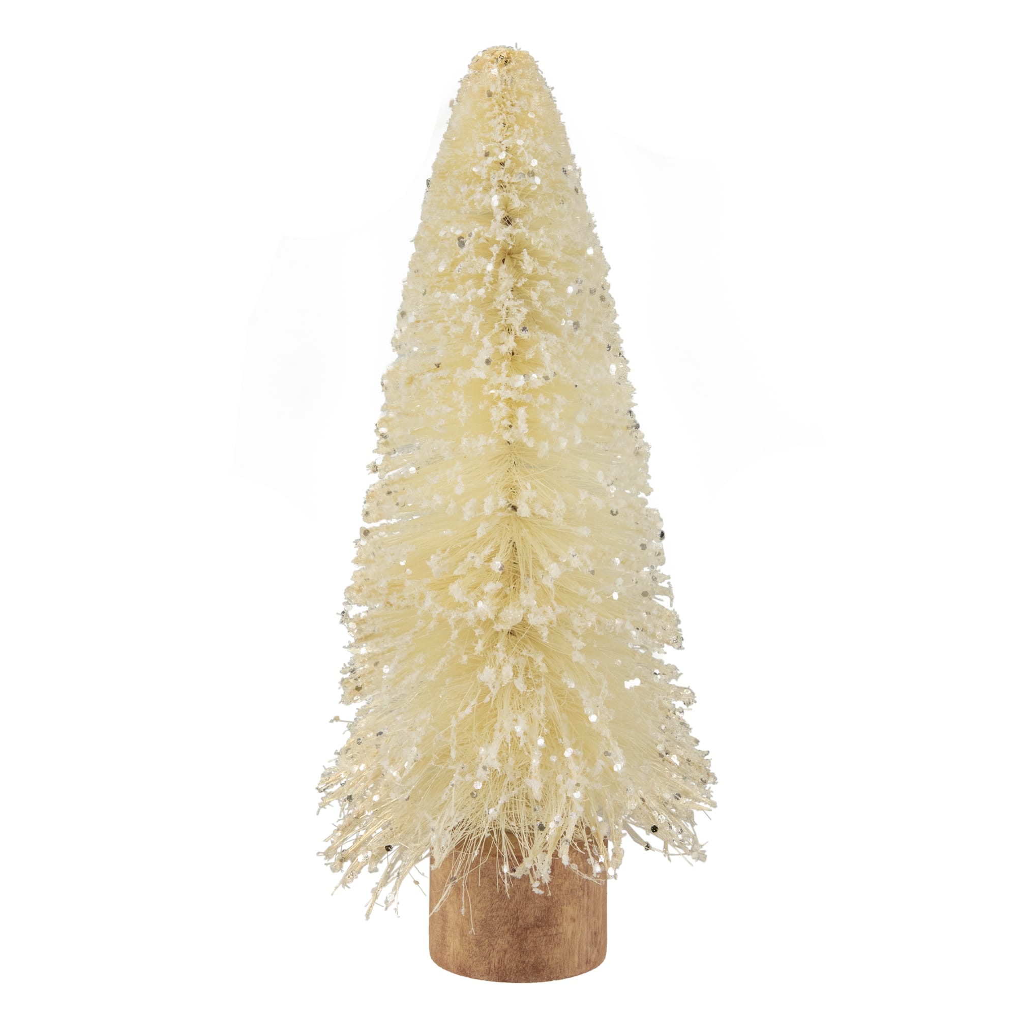 8.75" Glittered Sisal with Wooden Base Decoration Christmas Tree