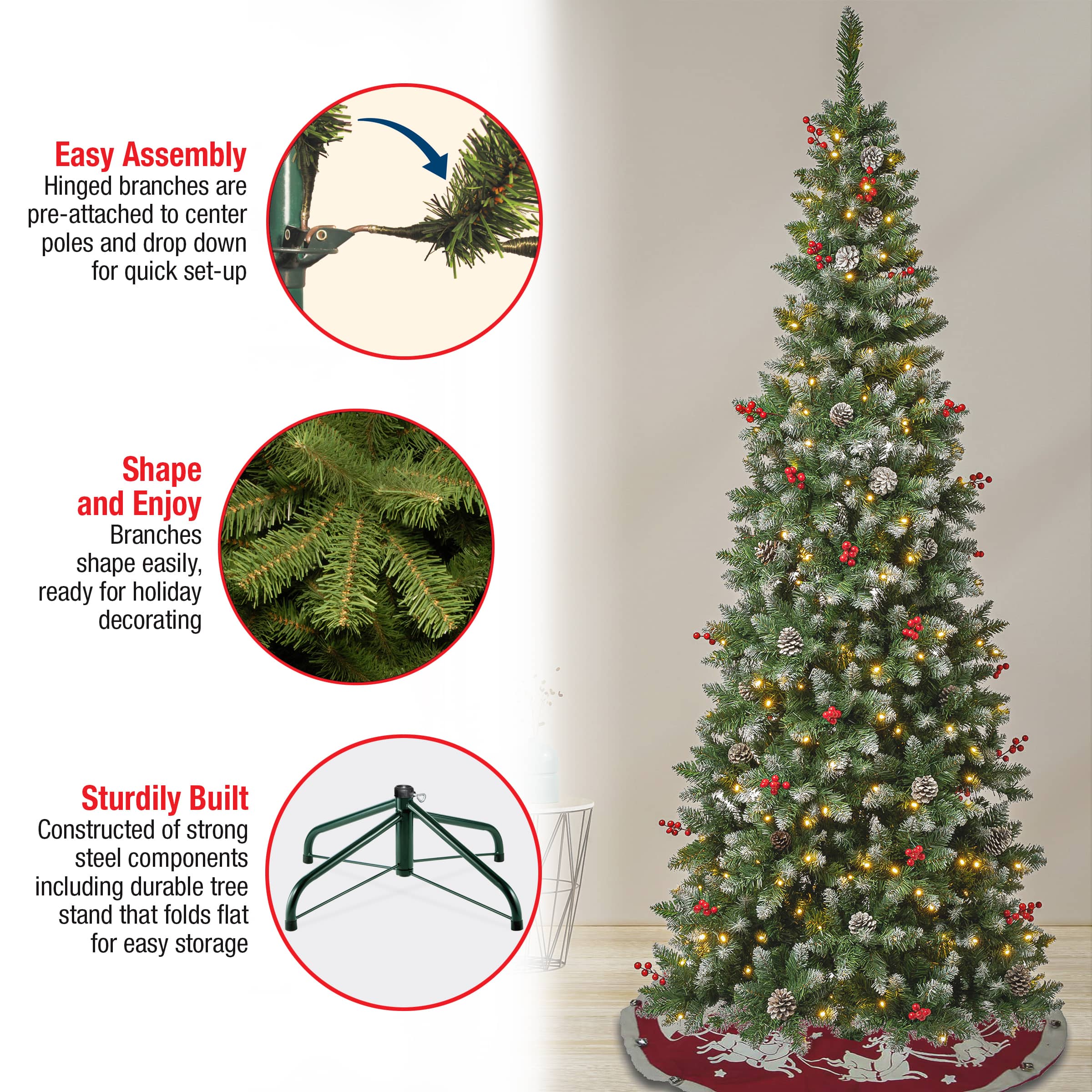 7.5ft. Pre-Lit Slim Cullen Fir Artificial Christmas Tree, Warm White LED Lights