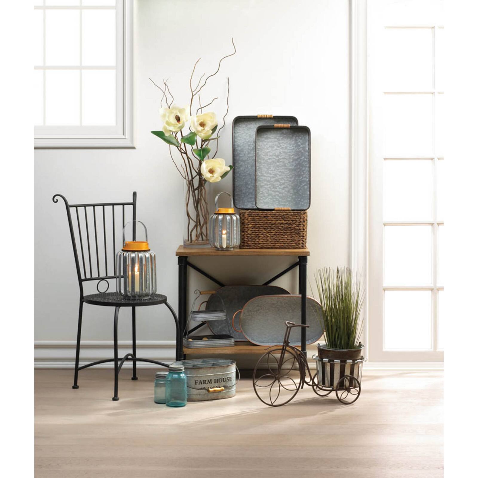 10.5" Large Galvanized Metal Lantern