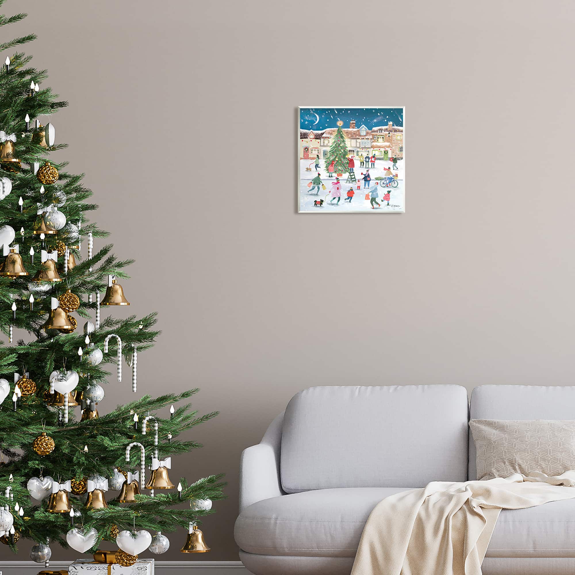 Stupell Industries Christmas Tree Town Scene Wall Art Plaque