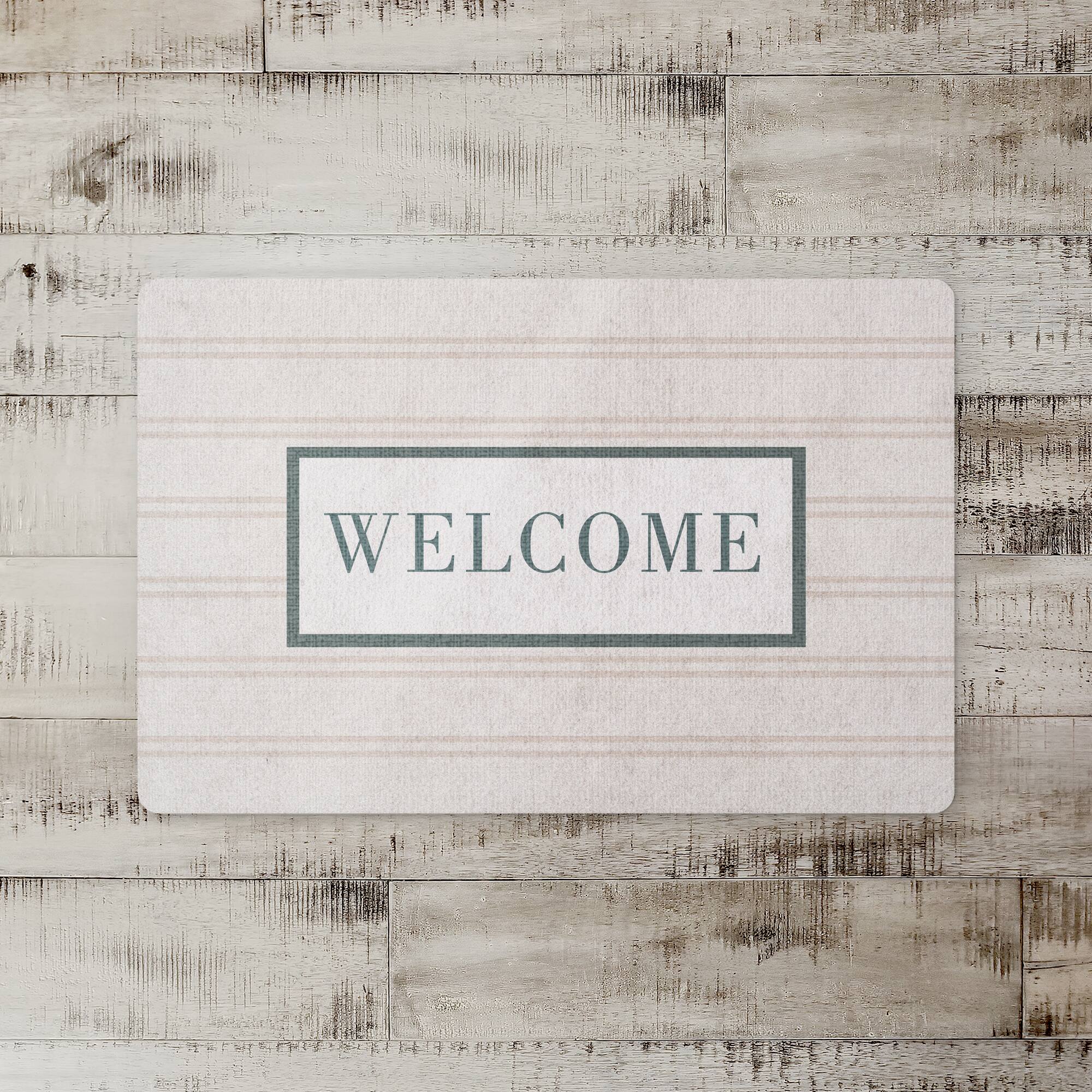Welcome Stripe Floor Mat