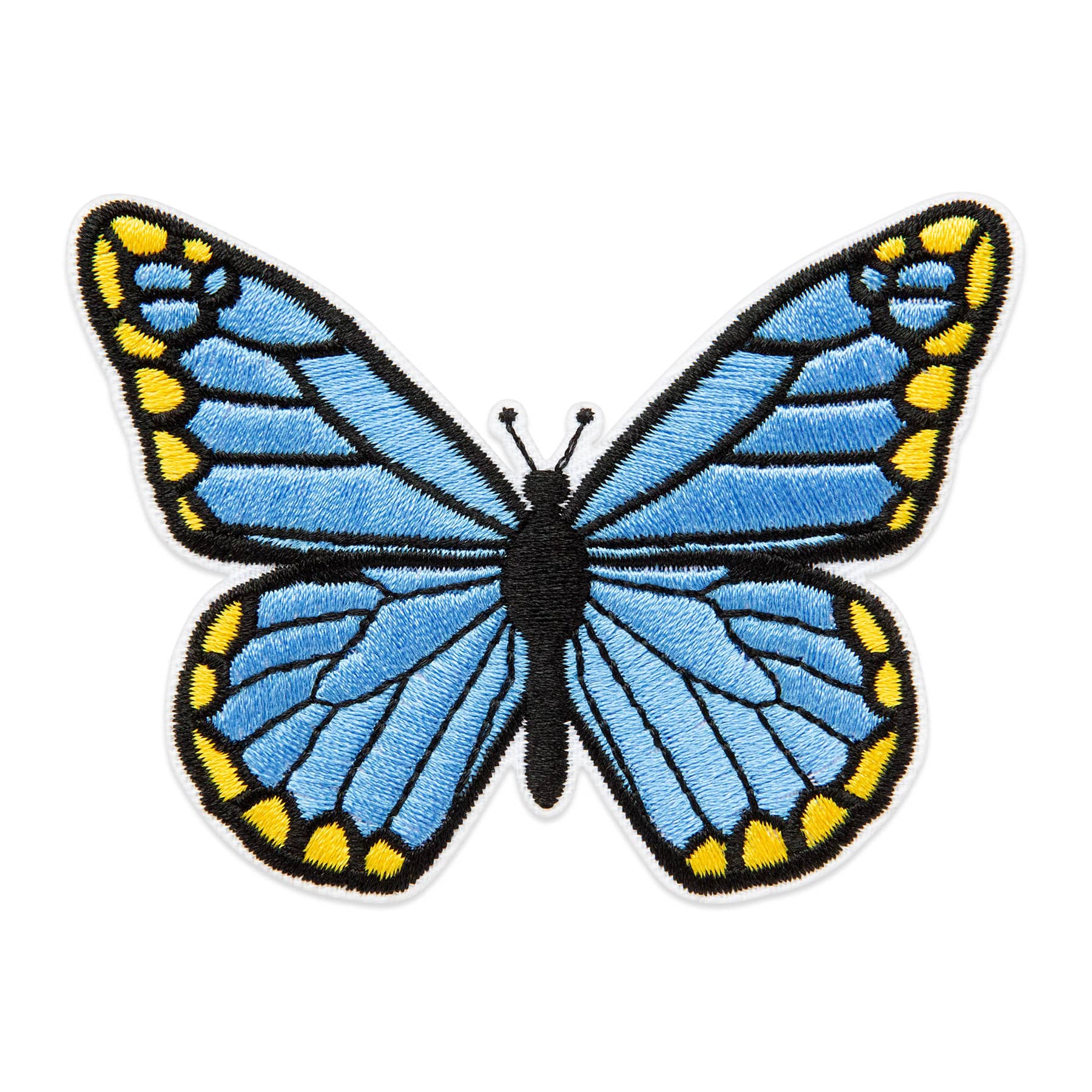Blue Butterfly Embroidered Iron-On & Adhesive Patch by Make Market®
