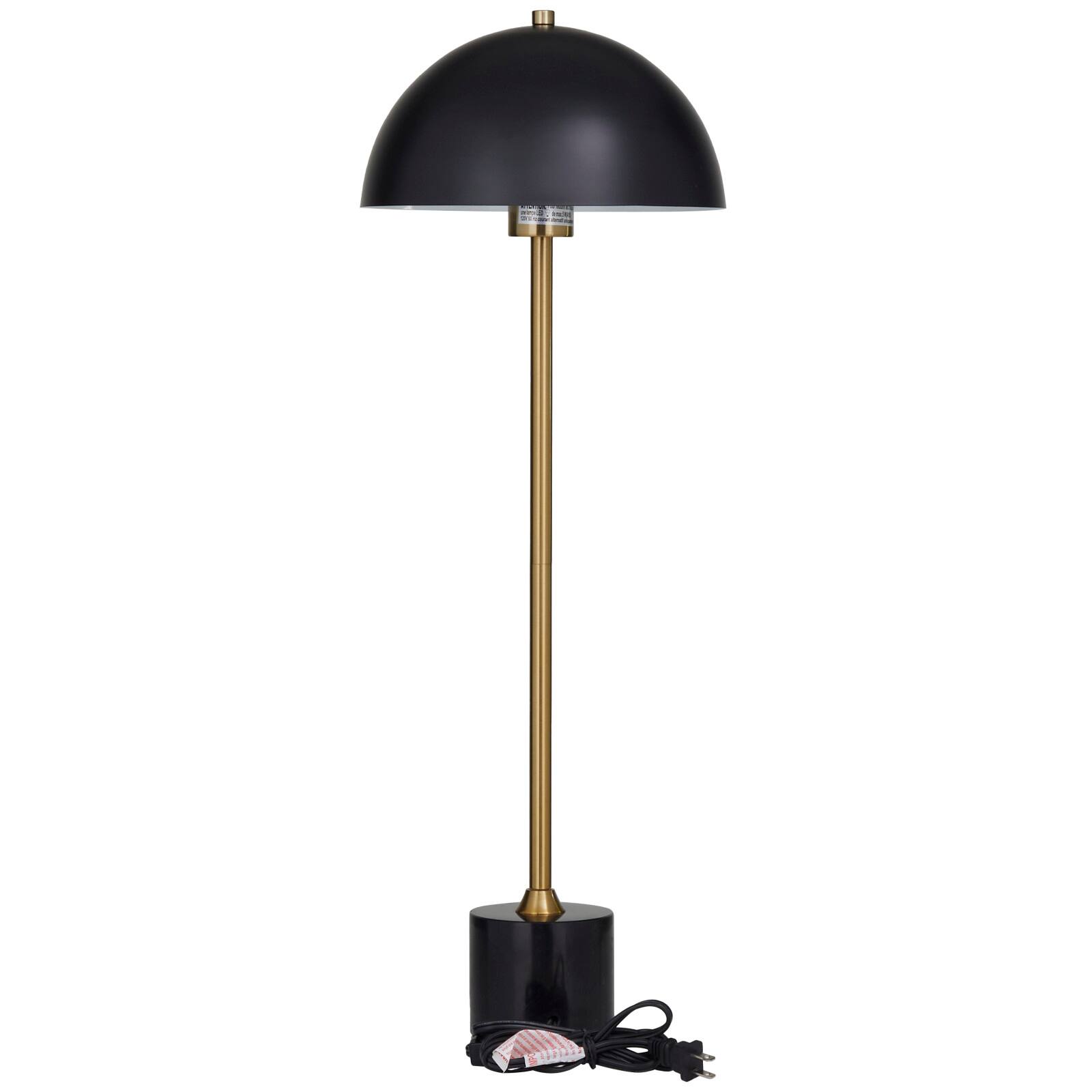 Black Metal Umbrella Style Desk Lamp with Marble Base 10" x 10" x 28"