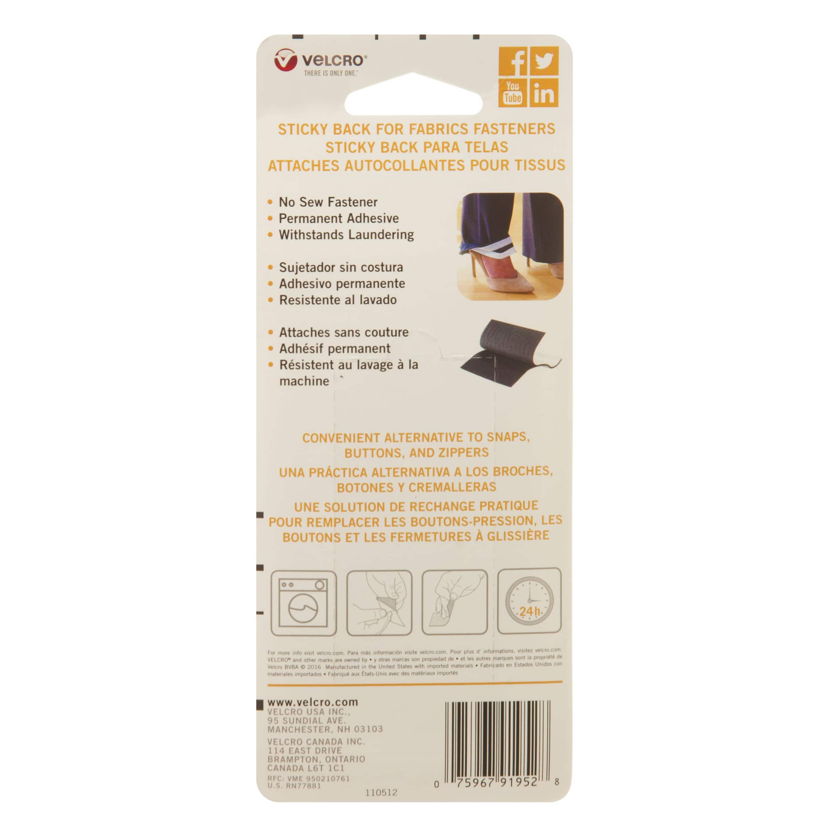 VELCRO® Brand Sticky Back for Fabrics Black Rectangle Fastener