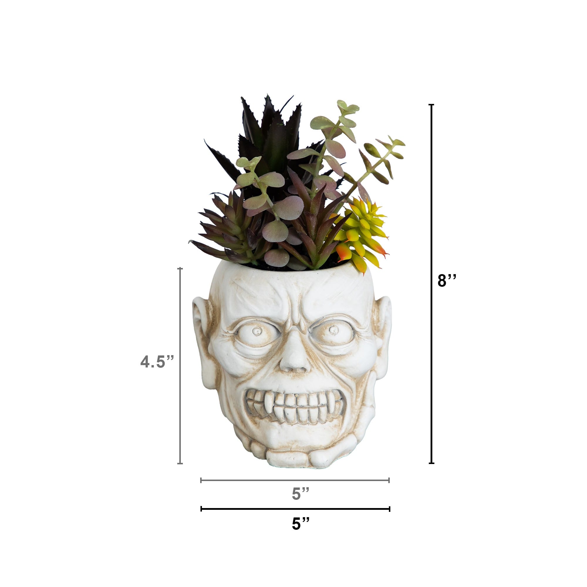 8" Artificial Halloween Succulent Garden in Zombie Halloween Planter