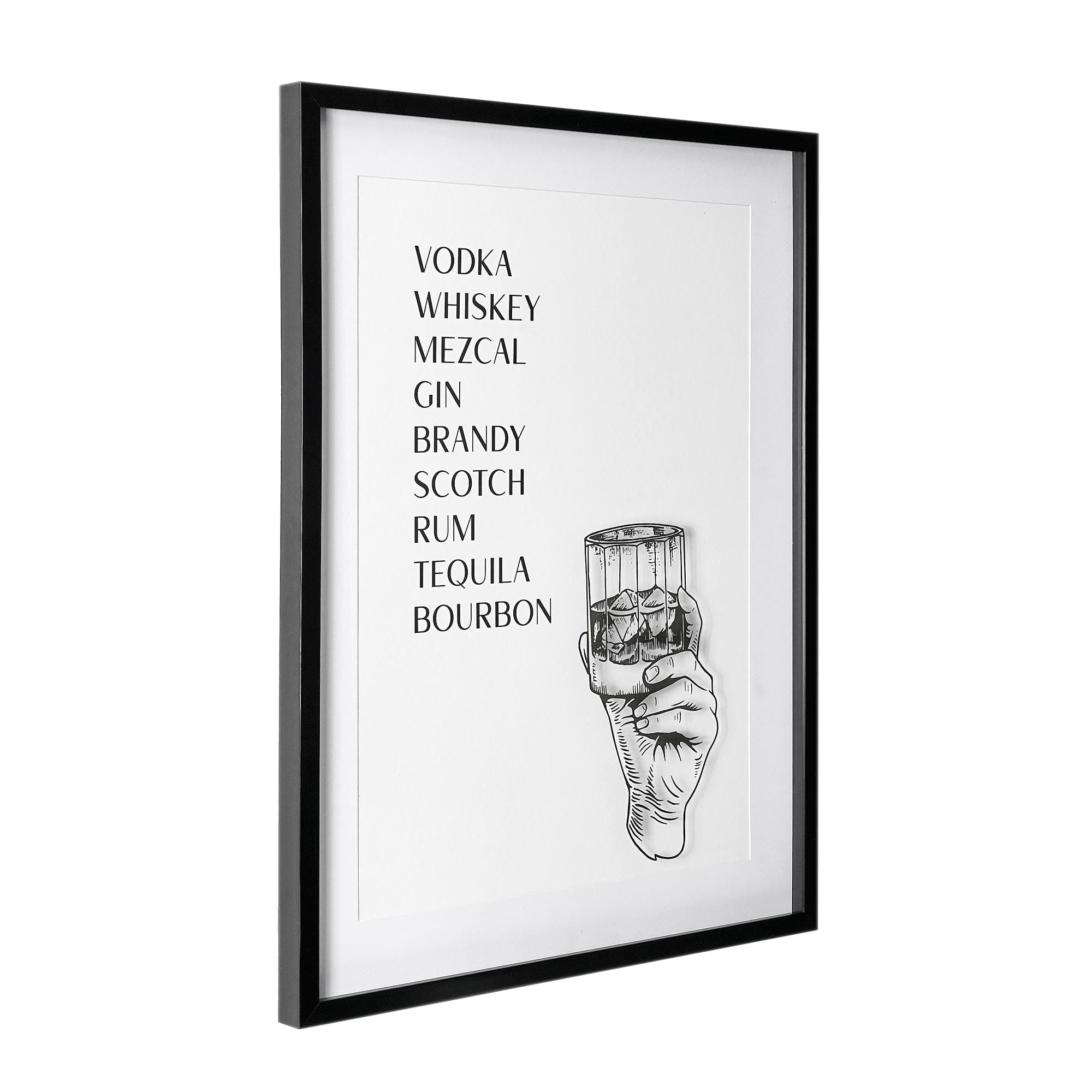 American Art Decor Drinks List Printed Glass Framed Wall Decor